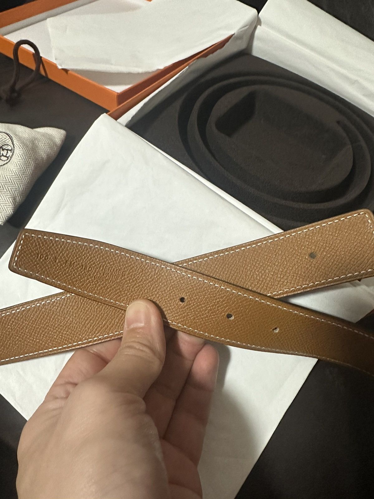 Hermes Hermes black leather belt reversible 100 cm Size 38 - 3 Thumbnail