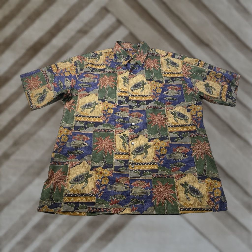 Tori Richard Tori Richard Button-Up Shirt Hawaiian 100% Cotton Multicolor COLLARED Short Sleeve Casual Men L Large Palm Turtle Fish Beach 90s? Size US L / EU 52-54 / 3 - 1 Thumbnail