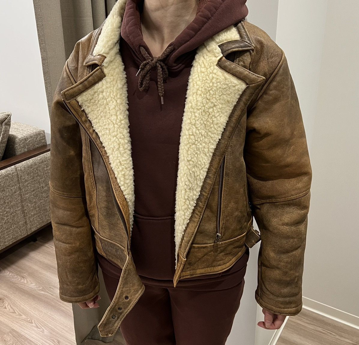 Vintage Vintage Washed Brown Real Leather Biker Jacket Motorcycle Size L / US 10 / IT 46 - 15 Thumbnail