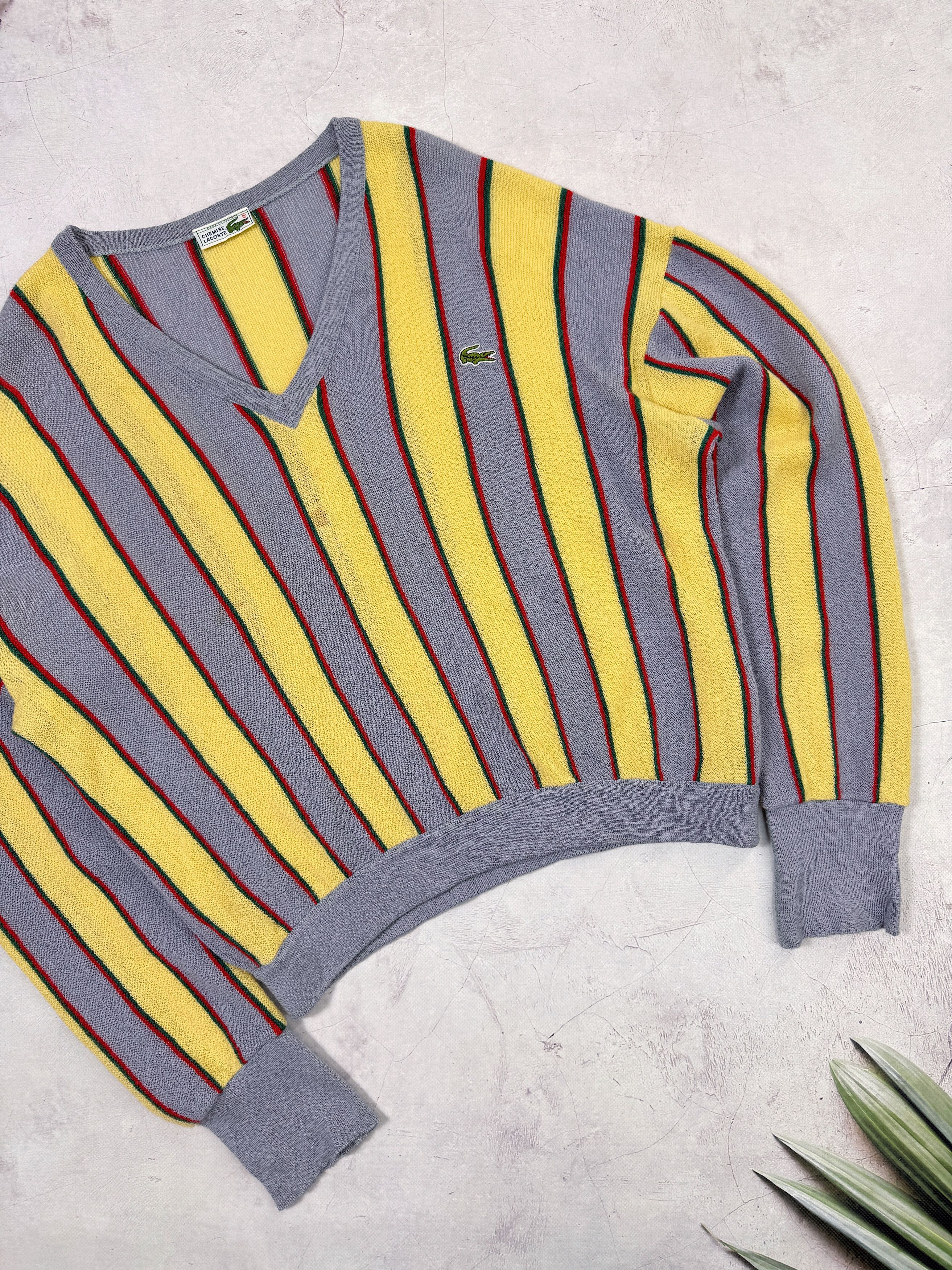 Lacoste Vintage Chemise Lacoste Sweater V-Neck Wool Striped Size US L / EU 52-54 / 3 - 4 Thumbnail