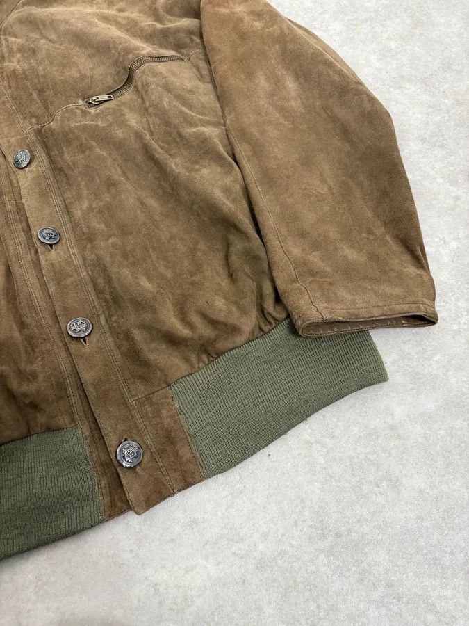 Armani Collezioni 2000s Giorgio Armani Le Collezioni Brown Suede Buttoned Leather Jacket Size US XS / EU 42 / 0 - 8 Thumbnail