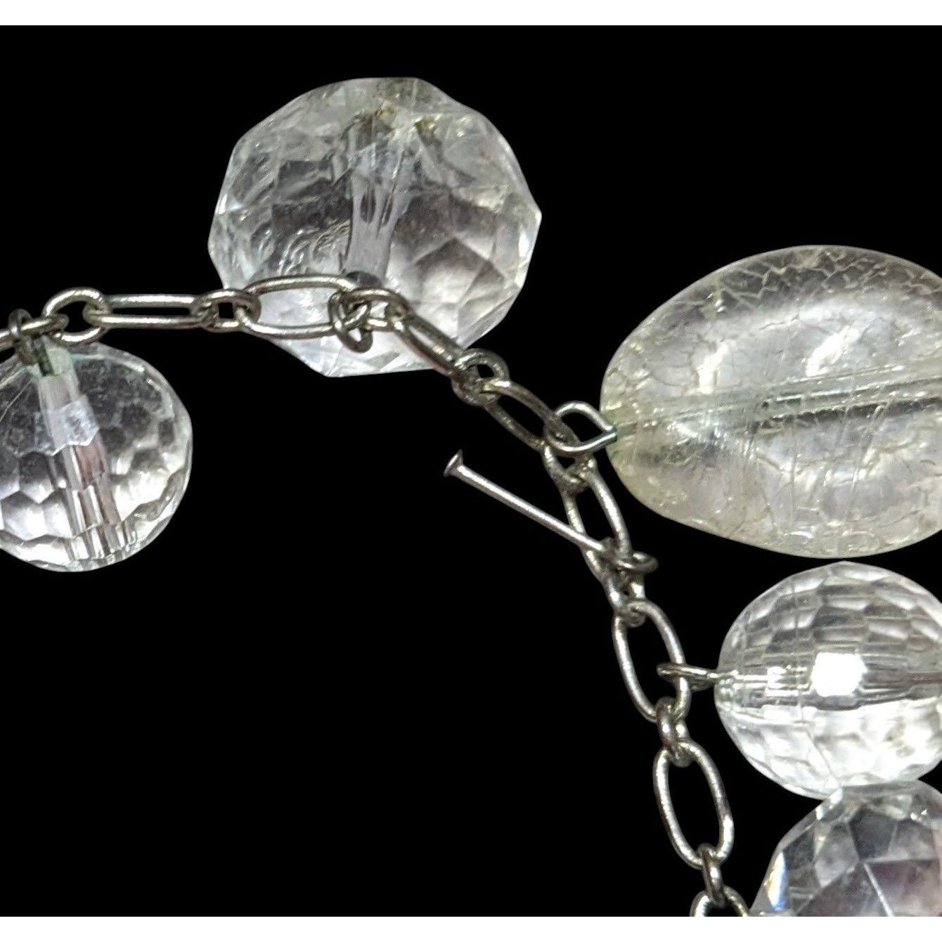 Other Elegant Glam Clear Beaded Statement Necklace With Silver Ton Size ONE SIZE - 5 Thumbnail