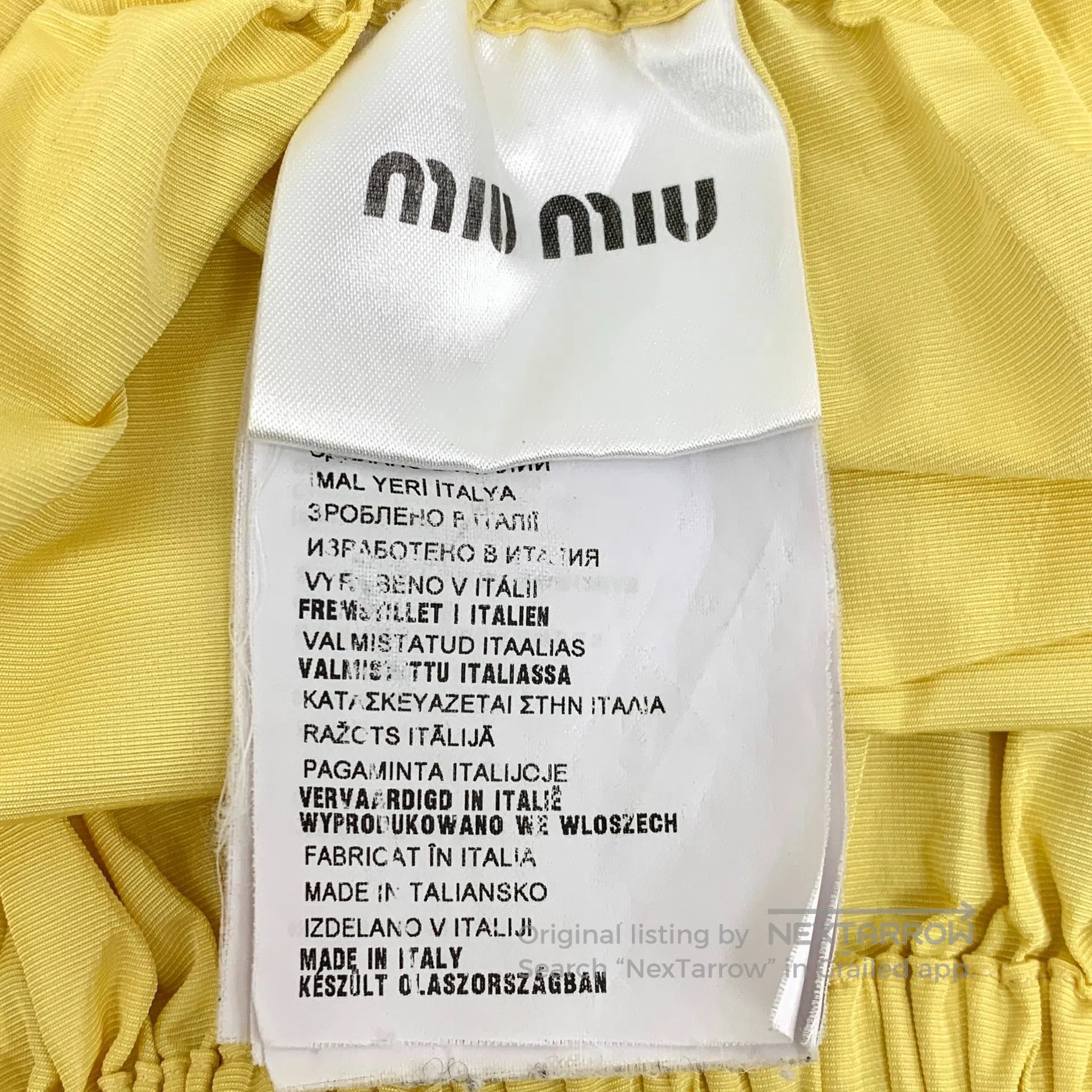 Miu Miu Miu Miu Yellow pleated elastic waist short skirt| Size 39" - 6 Thumbnail