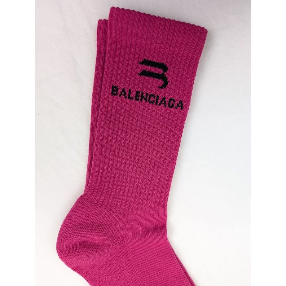 Balenciaga o1rshd1 Q: 2 / Size: L / B Tennis Sporty Socks in Pink Size ONE SIZE - 3 Thumbnail