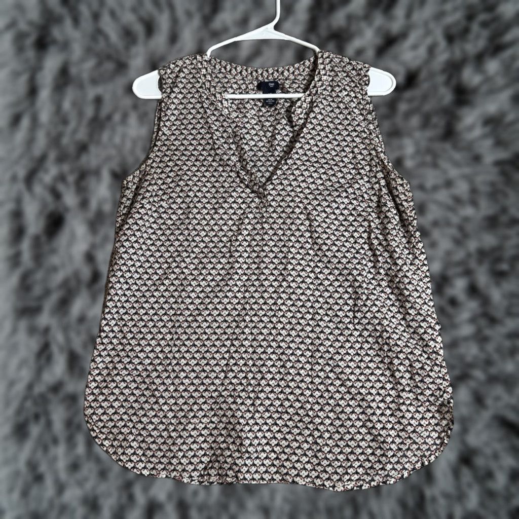 Gap Gap Blouse Women M Multicolor Floral Sleeveless V-Neck Popover Casual Retro 100% Cotton Womens Size M / US 6-8 / IT 42-44 - 1 Thumbnail