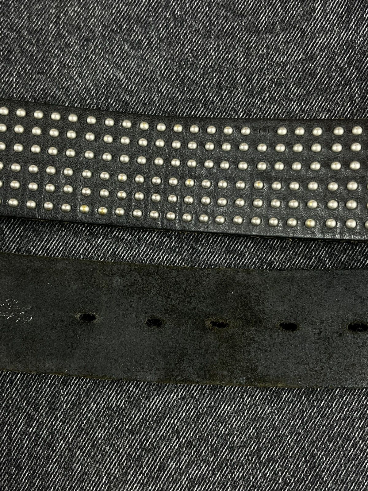 Undercover Archive Silver Studded Buckle Black Leather Belt