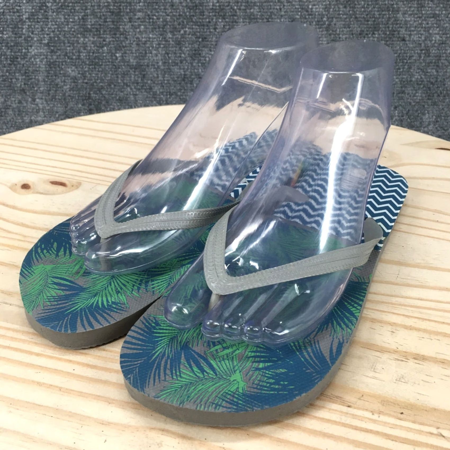 Vintage Brisa Flip Flop Mens Gray Sandals Flops Flats Slip Grey Beach Casual Comfort NEW Size ONE SIZE - 3 Thumbnail