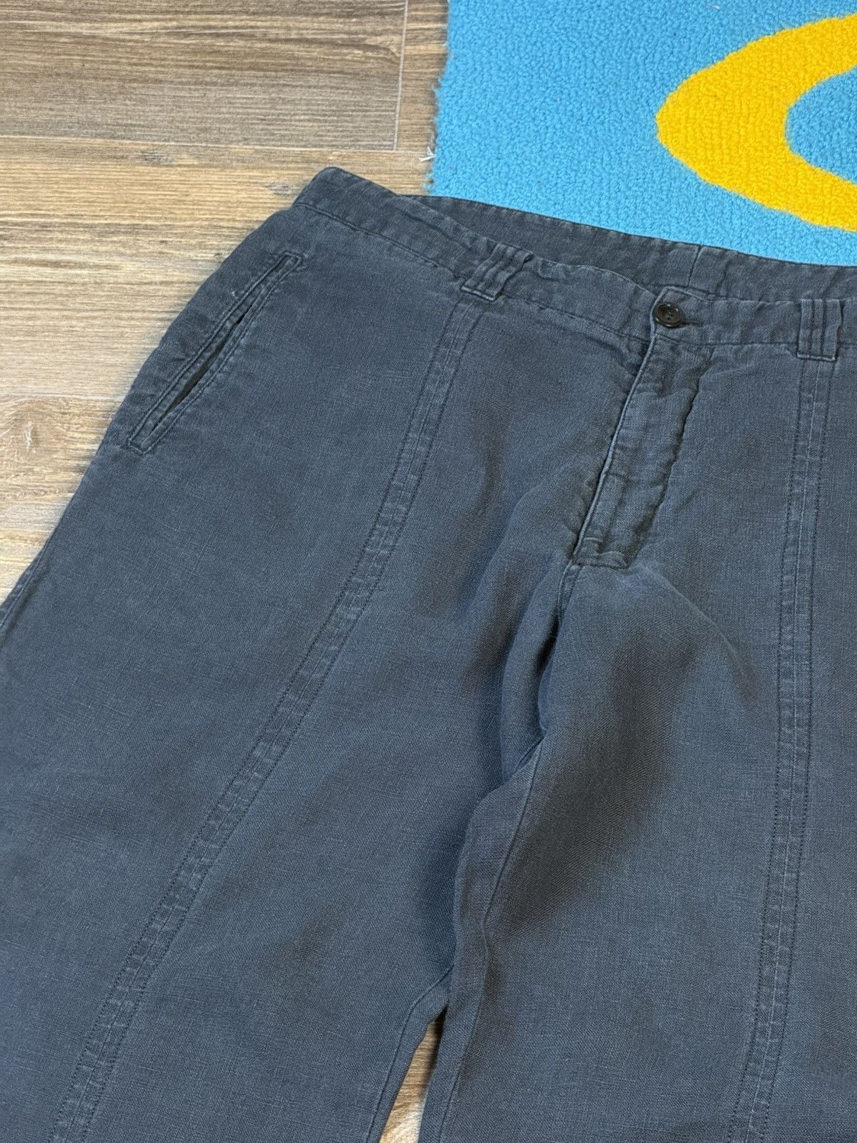 Armani Collezioni × Vintage Vintage Armani Collezioni Blue Wide Linen Pant Size US 33 - 4 Thumbnail