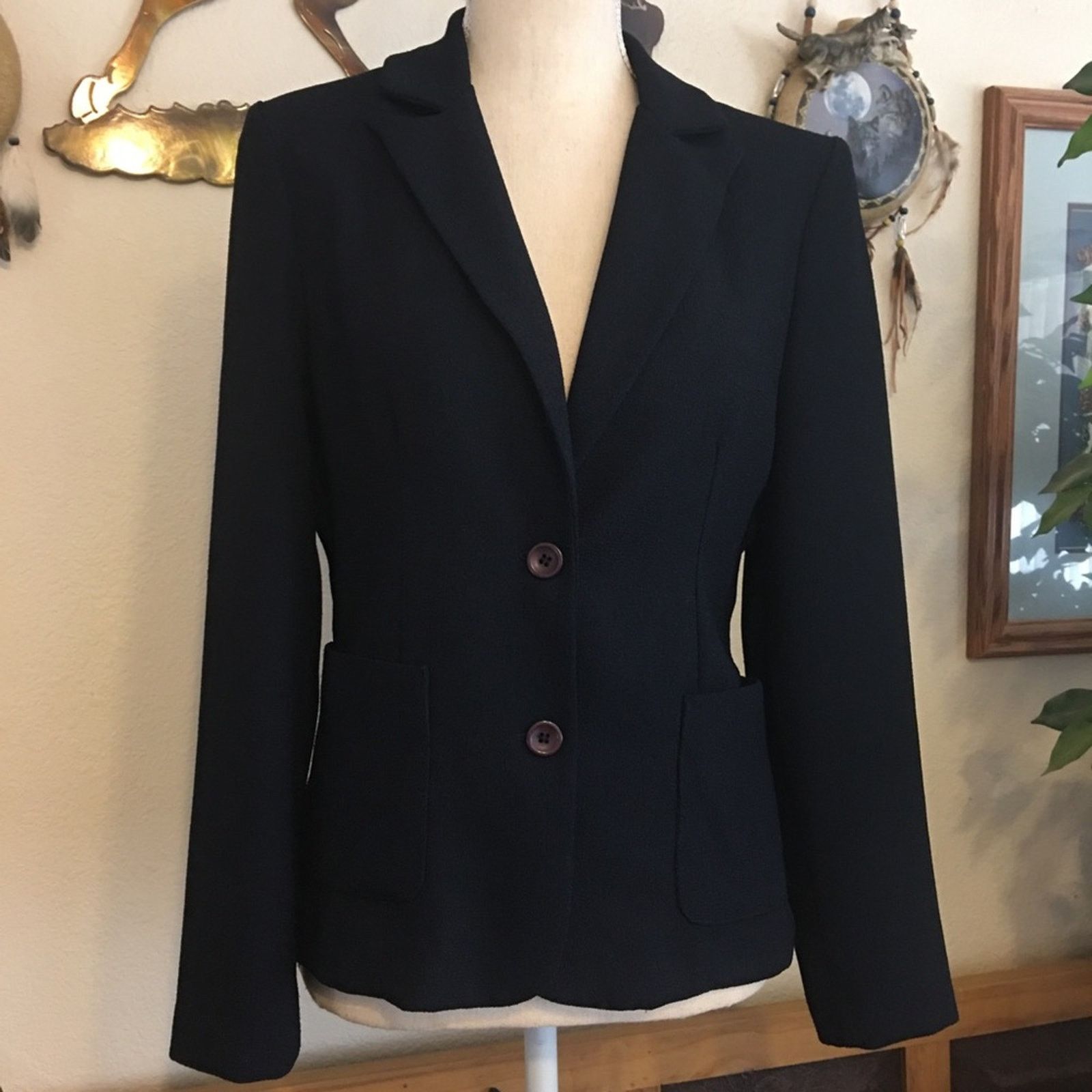 Vintage Vintage Tenzer dark navy textured career jacket Size XS / US 0-2 / IT 36-38 - 1 Thumbnail