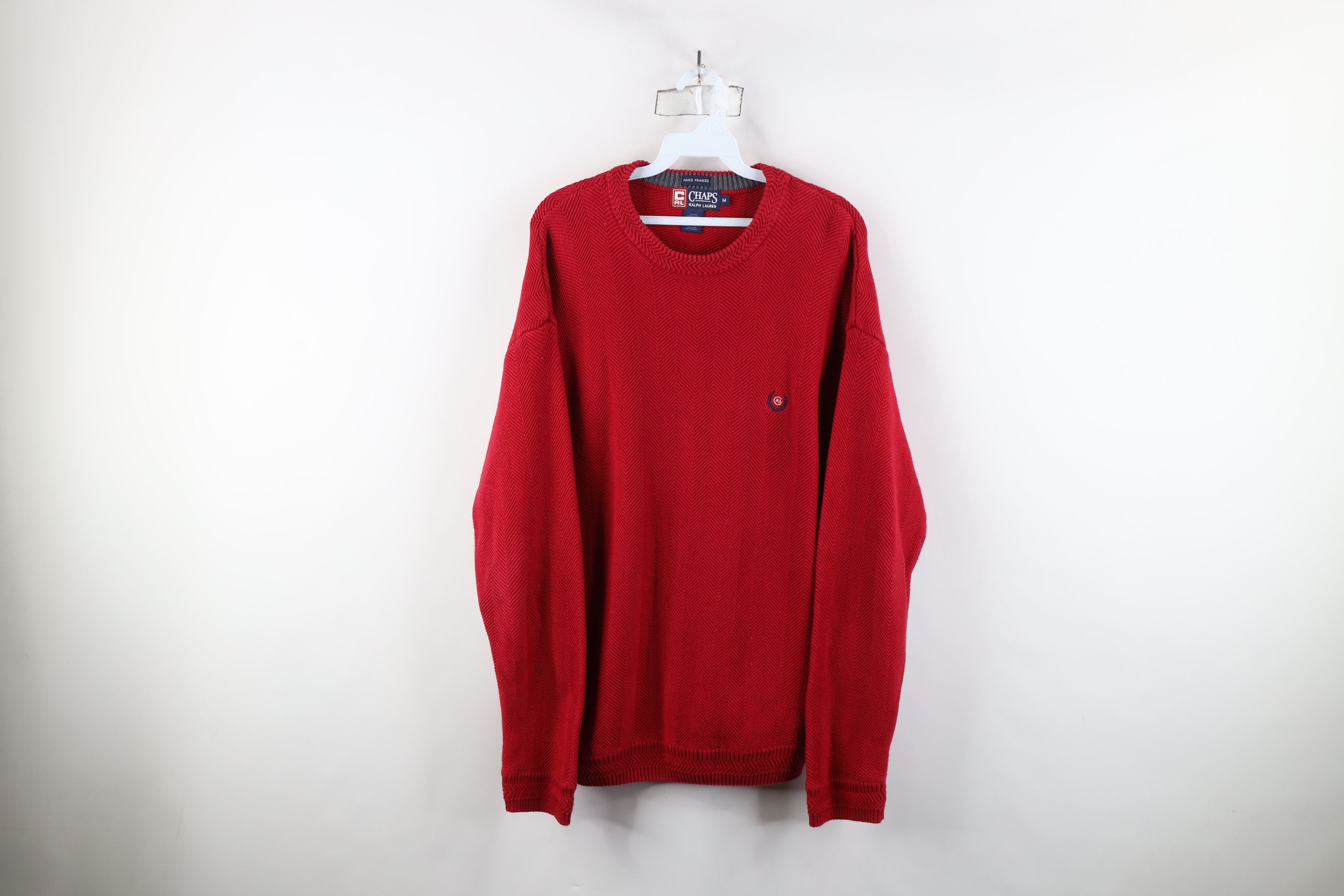 Ralph Lauren × Vintage Vintage 90s Chaps Ralph Lauren Herringbone Knit Sweater Size US M / EU 48-50 / 2 - 1 Thumbnail