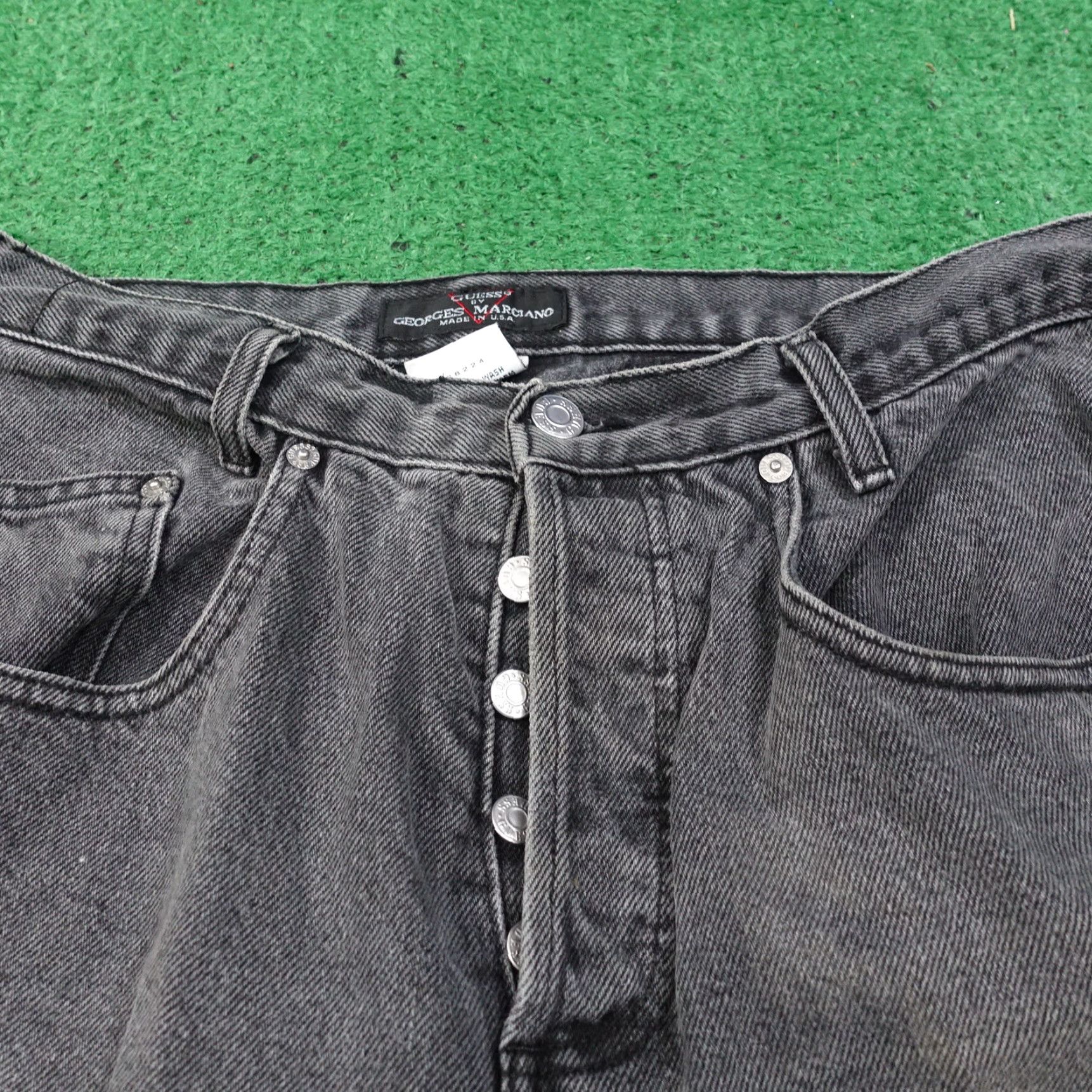 Guess VINTAGE GUESS Black Tapered Jeans Womens 34x25 Button Fly Regular Fit Denim Size 24" / US 00 / IT 34 - 3 Thumbnail