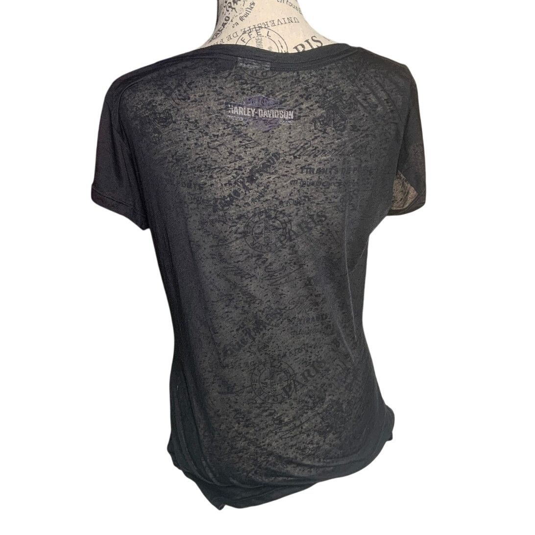 Harley Davidson Harley Davidson Women's Size Small Top Black Sheer Stretch Size S / US 4 / IT 40 - 3 Thumbnail