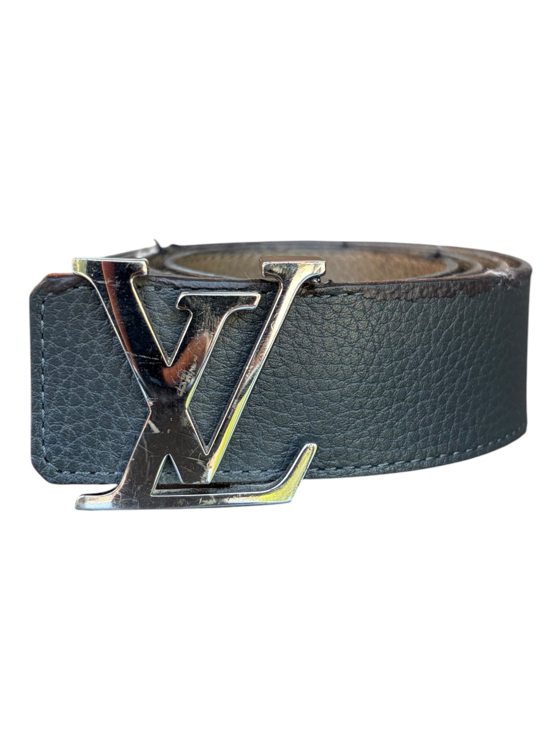 Louis Vuitton Louis Vuitton Navy & Brown Silver Reversible Belt Size 34 - 1 Thumbnail