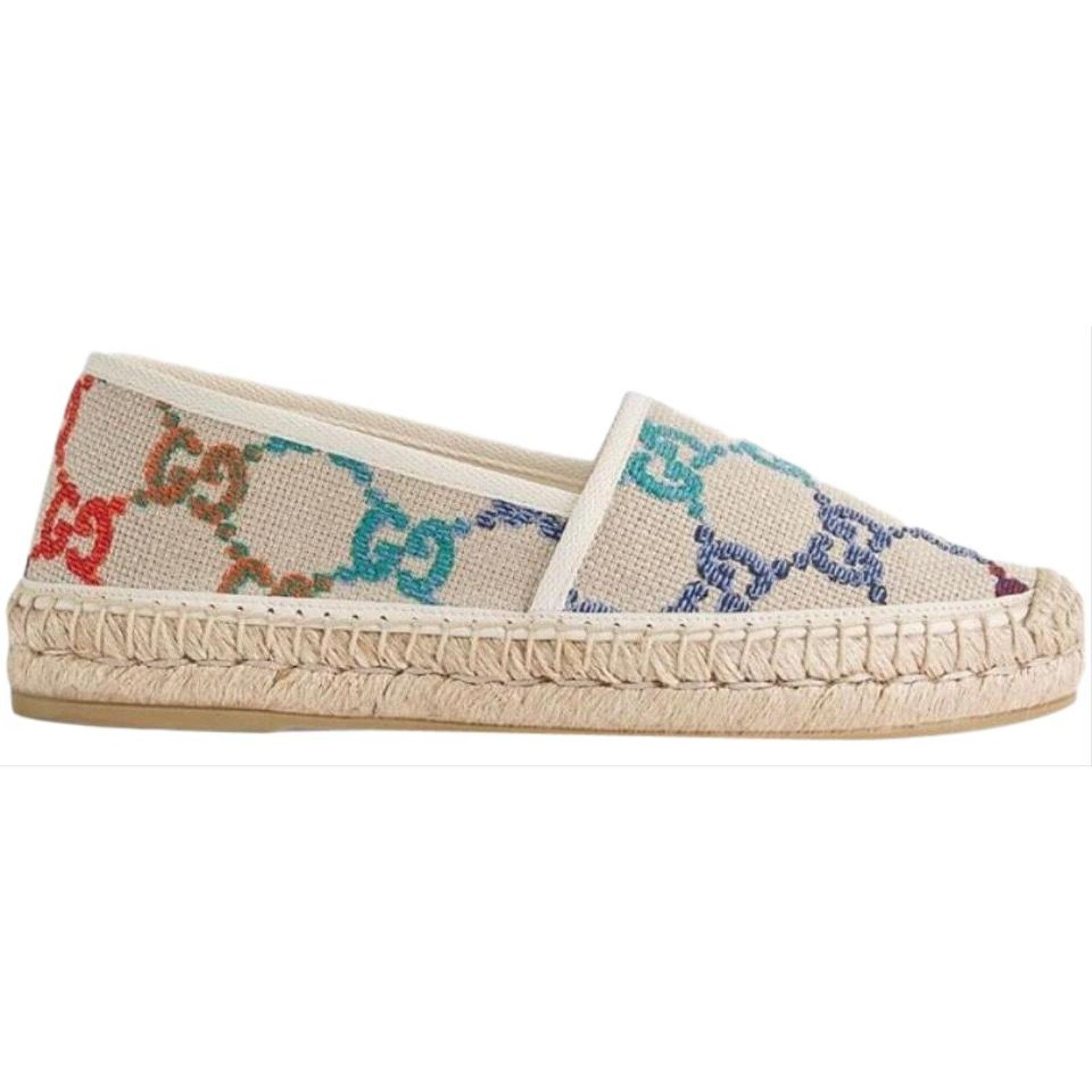 Gucci Pilar multicolor GG logo embroidered espadrilles Size US 7 / IT 37 - 1 Thumbnail