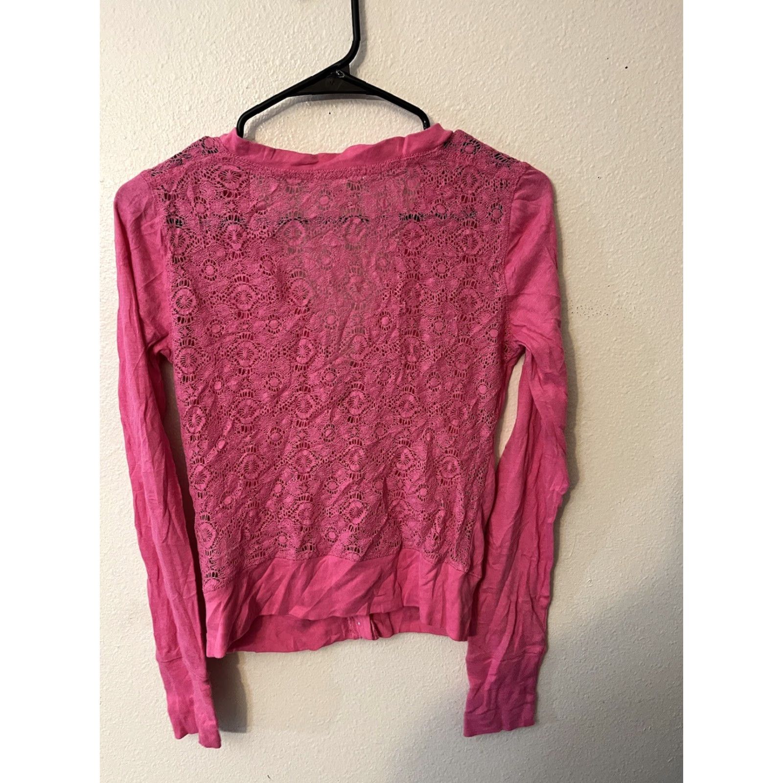 Aeropostale Aeropostale Women's Blouse Shirt Long Sleeve V-Neck Floral Lace Oversized Pink M Size M / US 6-8 / IT 42-44 - 2 Thumbnail