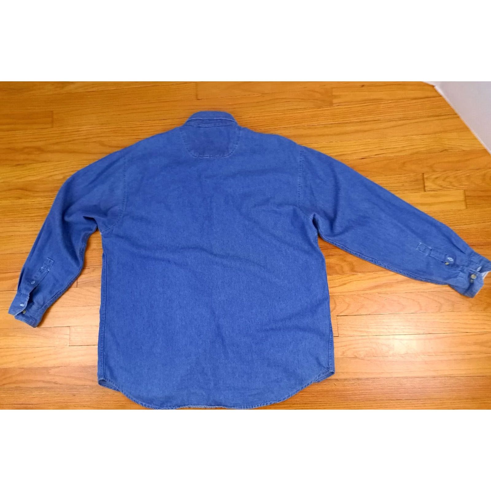 Vintage Festival of Trees Blue Jean Full Button Embroidered Shirt XL Unisex Adults Denim Button-Up Long Sleeve Blue Luna Pier Size US XL / EU 56 / 4 - 6 Thumbnail
