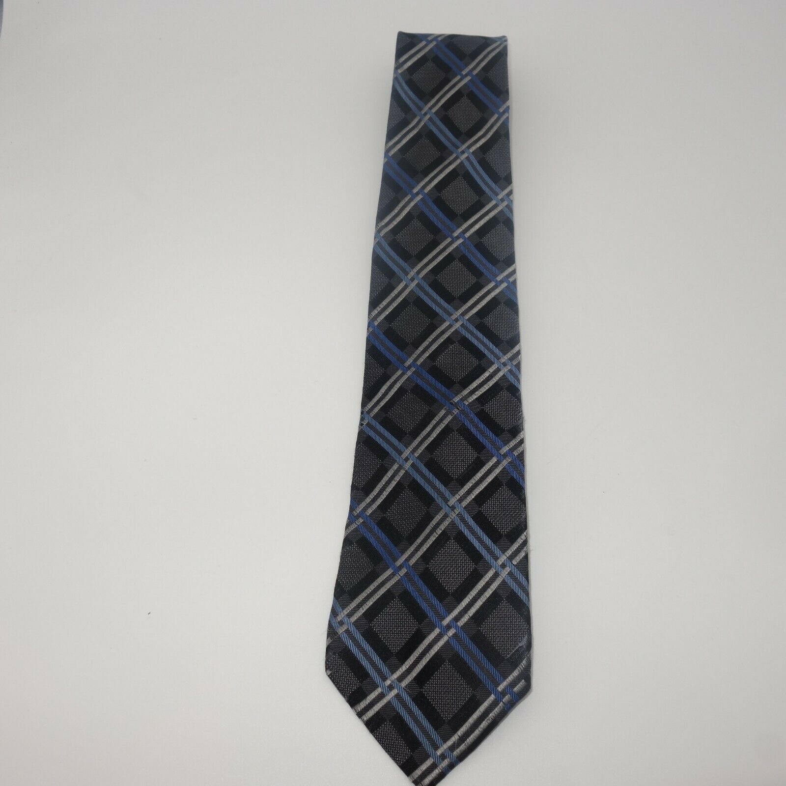 Michael Kors Michael Kors Classic Men's Tie Gray Windowpane Argyle Size ONE SIZE - 3 Thumbnail