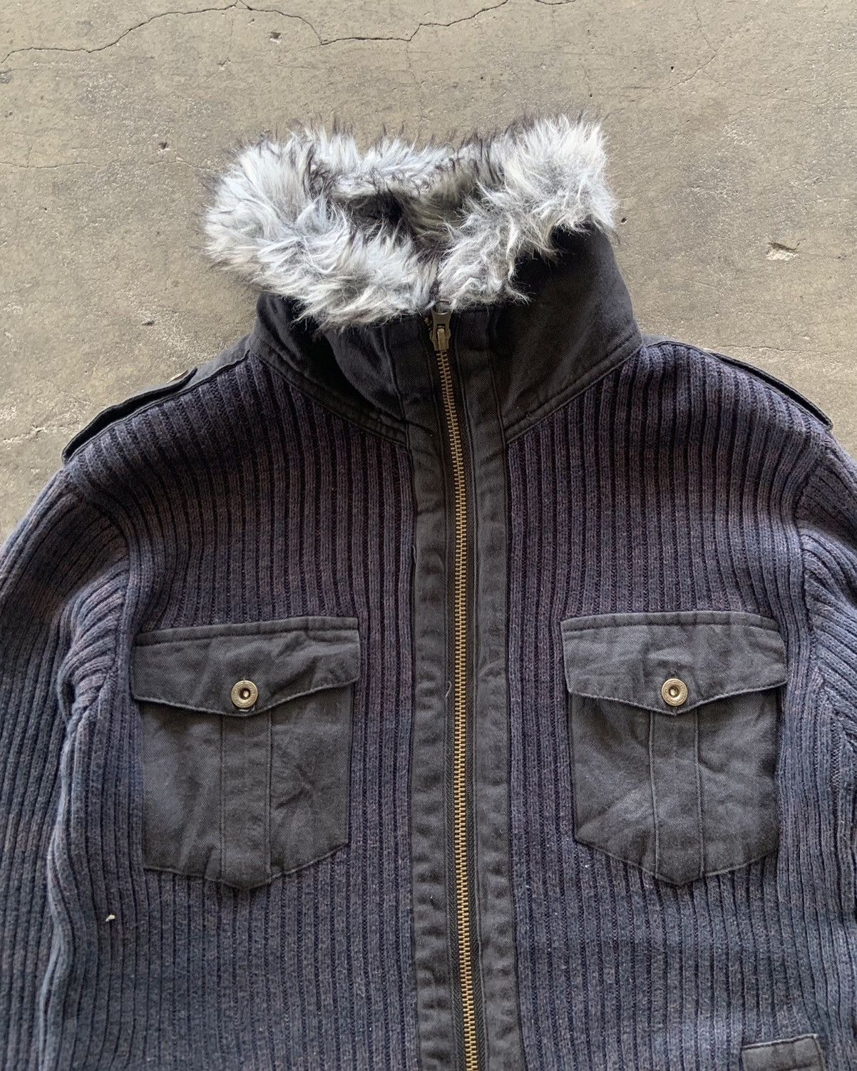 If Six Was Nine 2000s Spinash ifsixwasnine lgb Waxed Knit Zip Up Size US L / EU 52-54 / 3 - 2 Thumbnail
