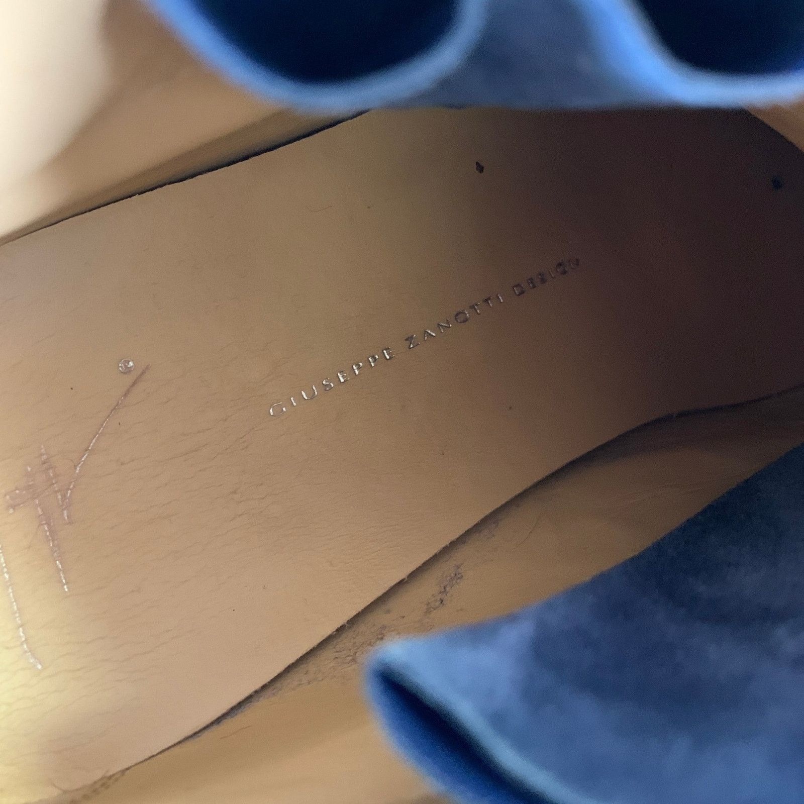Giuseppe Zanotti GIUSEPPE ZANOTTI 9.5 Blue White Embossed Leather HT Sneakers Size US 9.5 / EU 42-43 - 8 Thumbnail