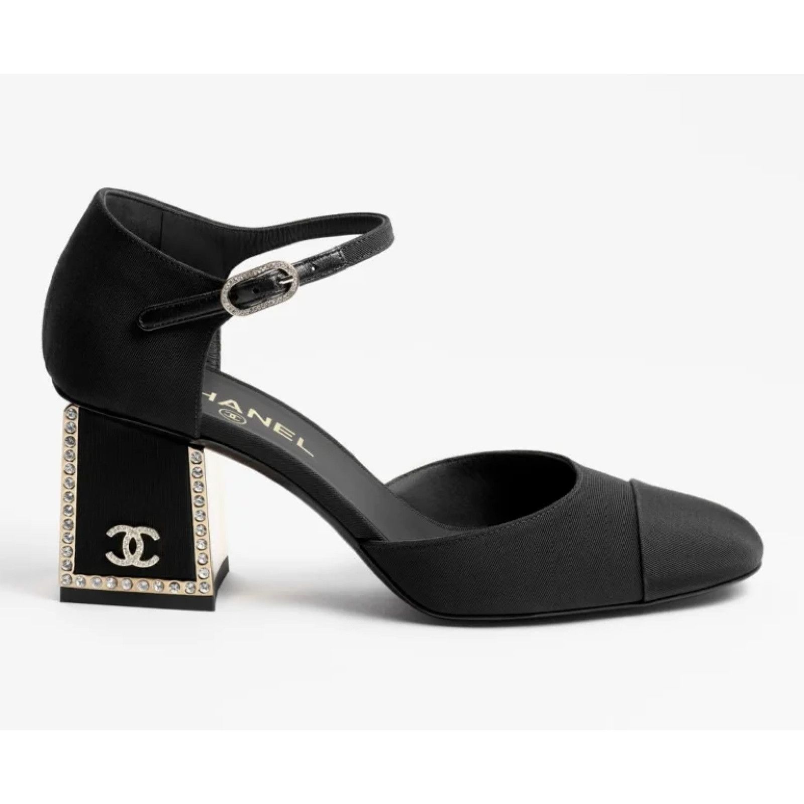 Chanel Chanel Black Crystal CC Gold Mary Jane Block Heel Pumps 40 Size US 10 / IT 40 - 1 Thumbnail