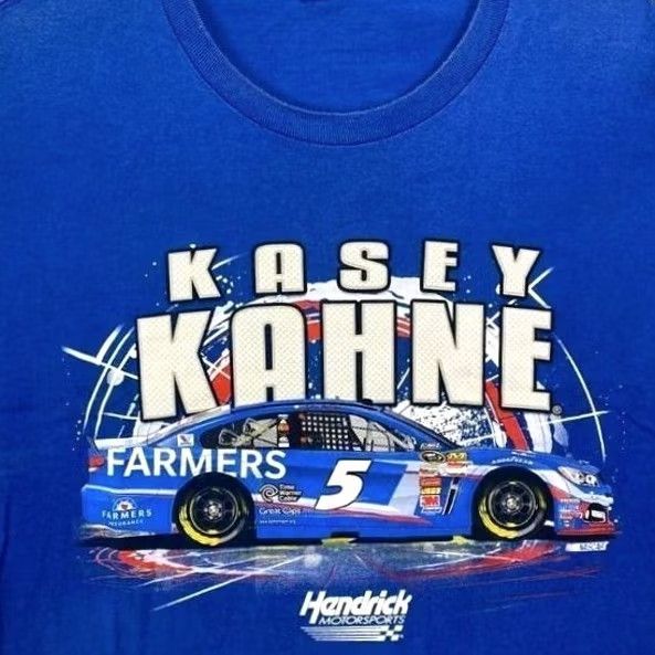 NASCAR Alstyle T-Shirt Mens L Blue Graphic Tee Kasey Kahne Racing Nascar Casual Race Car Farmers Logo Crew Neck Short Sleeve Cotton Microfiber Sportsman Mens Size US L / EU 52-54 / 3 - 3 Thumbnail