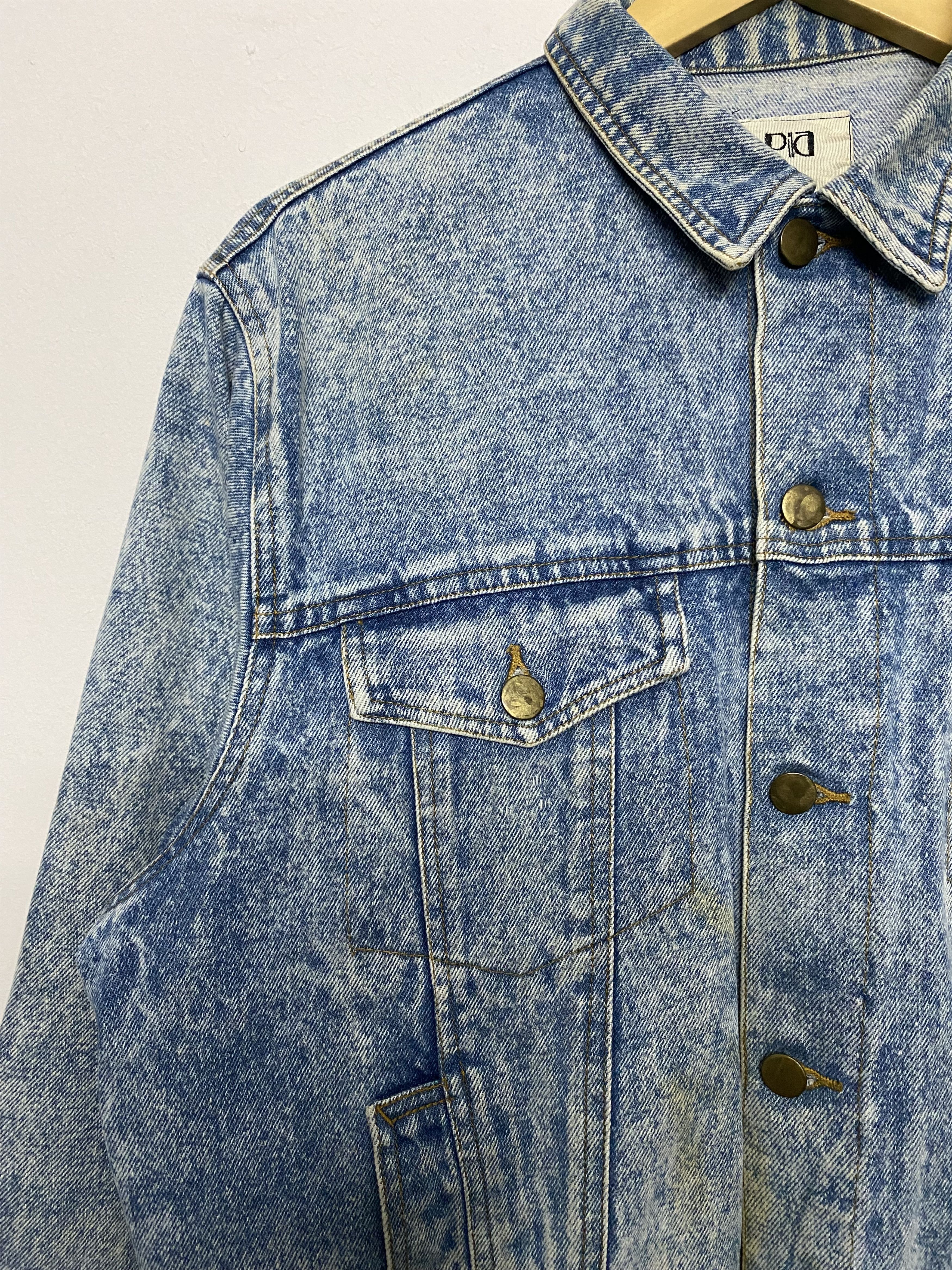 Vintage 80s Japanese PIA Acid Wash Denim Trucker Jacket Size US L / EU 52-54 / 3 - 7 Thumbnail