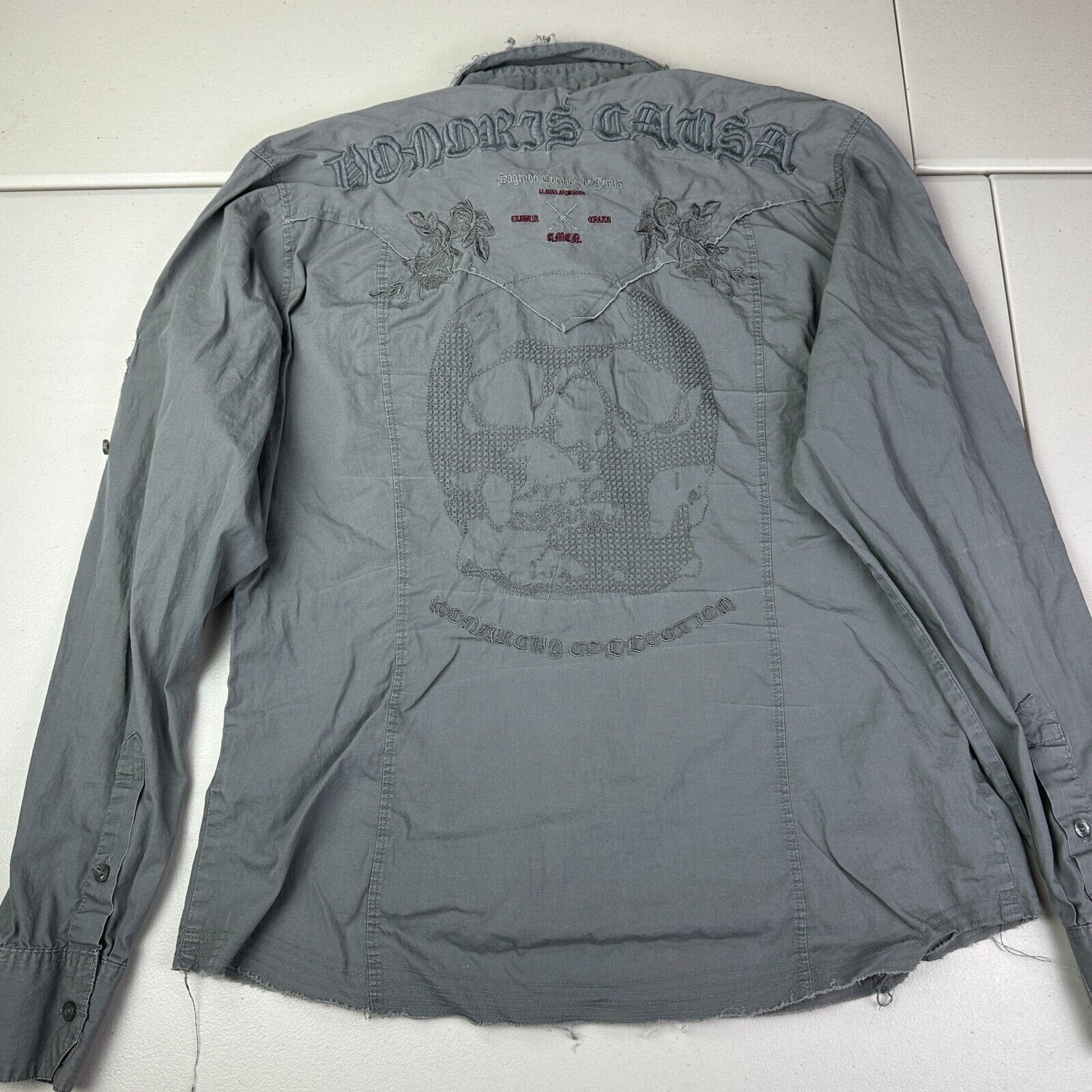 Monarchy Monarchy Embroidered Biker Moto Button Up Shirt Long Sleeve Size US XL / EU 56 / 4 - 2 Thumbnail
