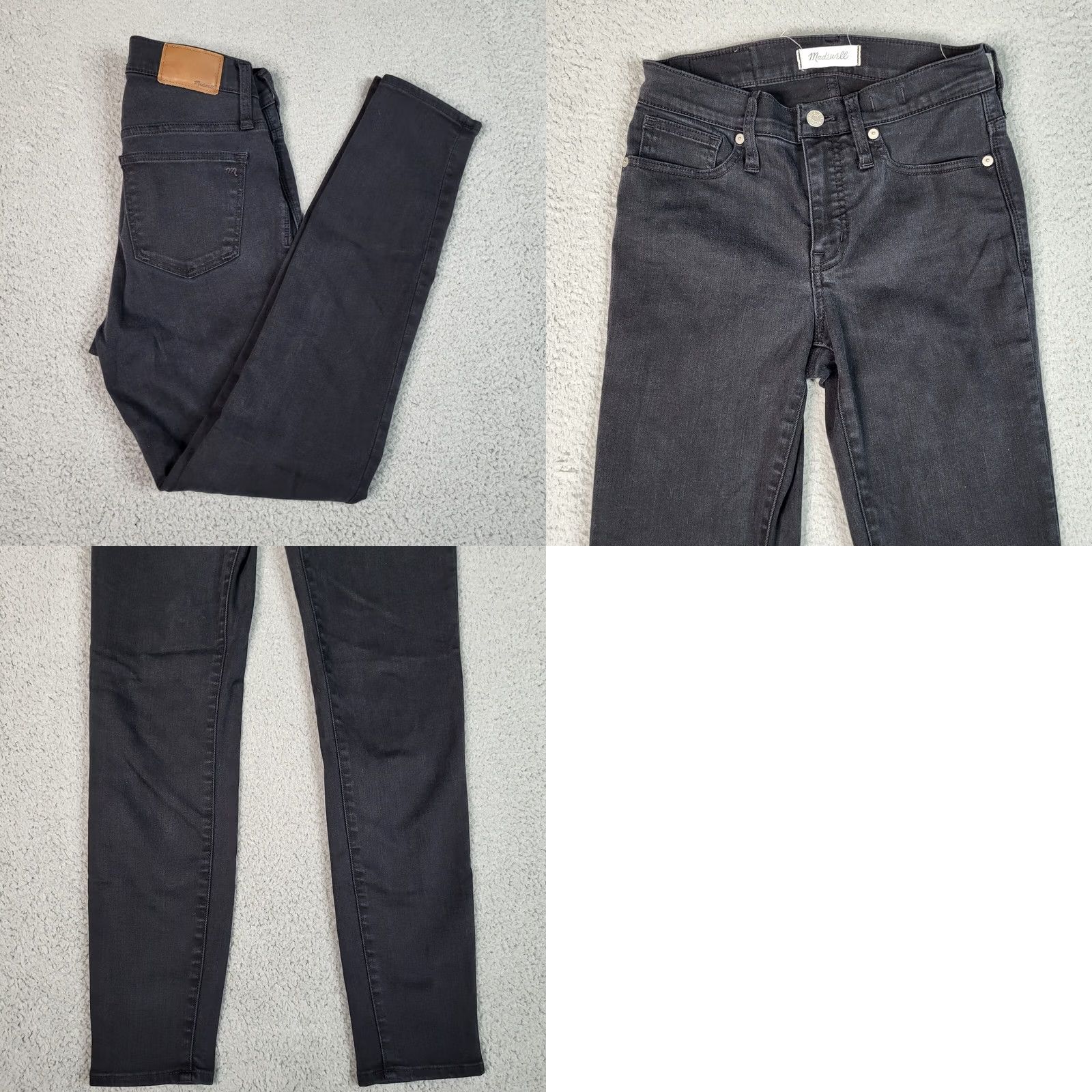 Madewell Madewell Jeans Skinny Black 25 9" High Rise Regular Rise Women Denim Cotton Polyester Lyocell Elastane Button Belted Solid Mid Vintage No N/A Size 42" / US 20 - 8 Thumbnail