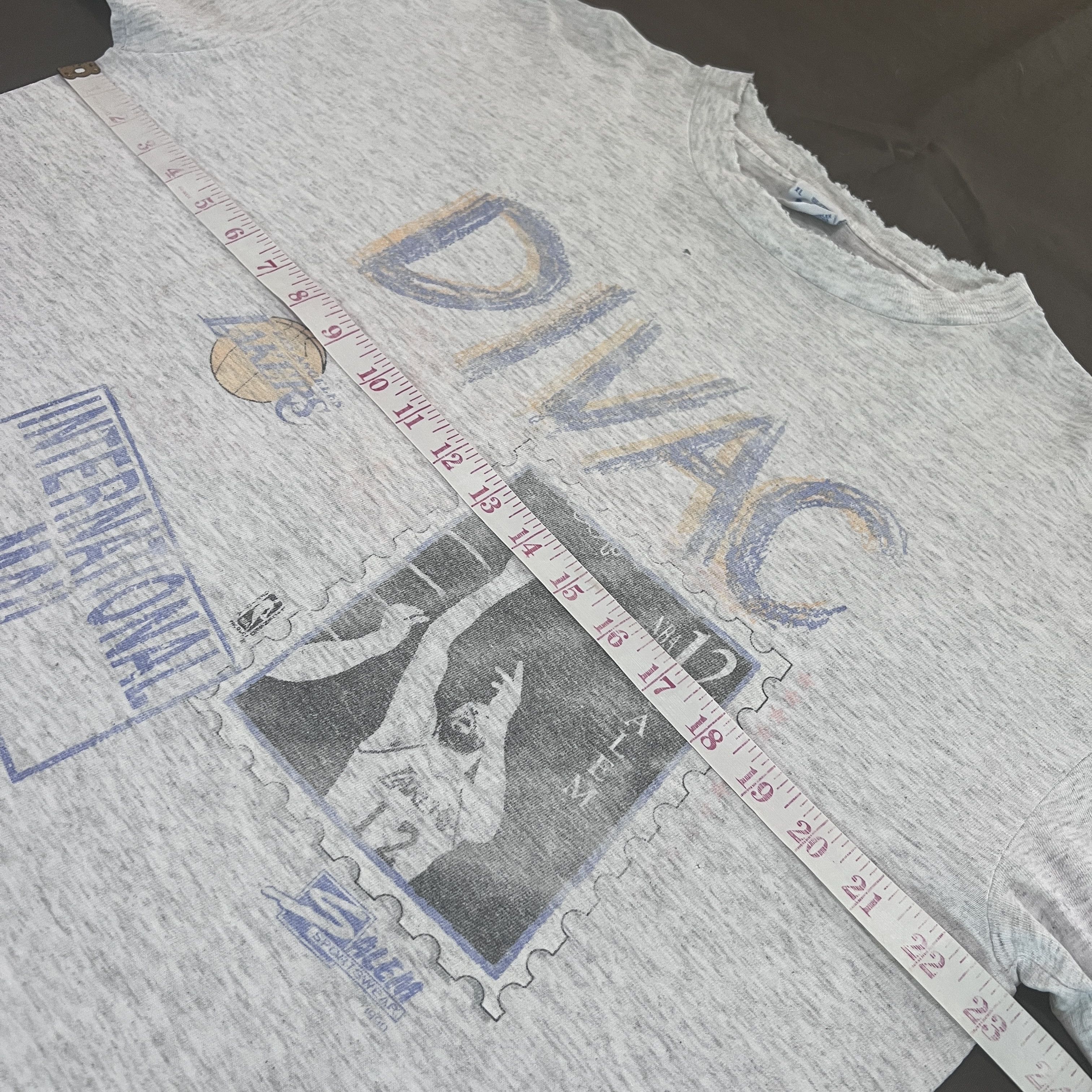 NBA Vintage 90s Divac LA Lakers Distressed Faded Thrashed Tee Size US XL / EU 56 / 4 - 16 Thumbnail