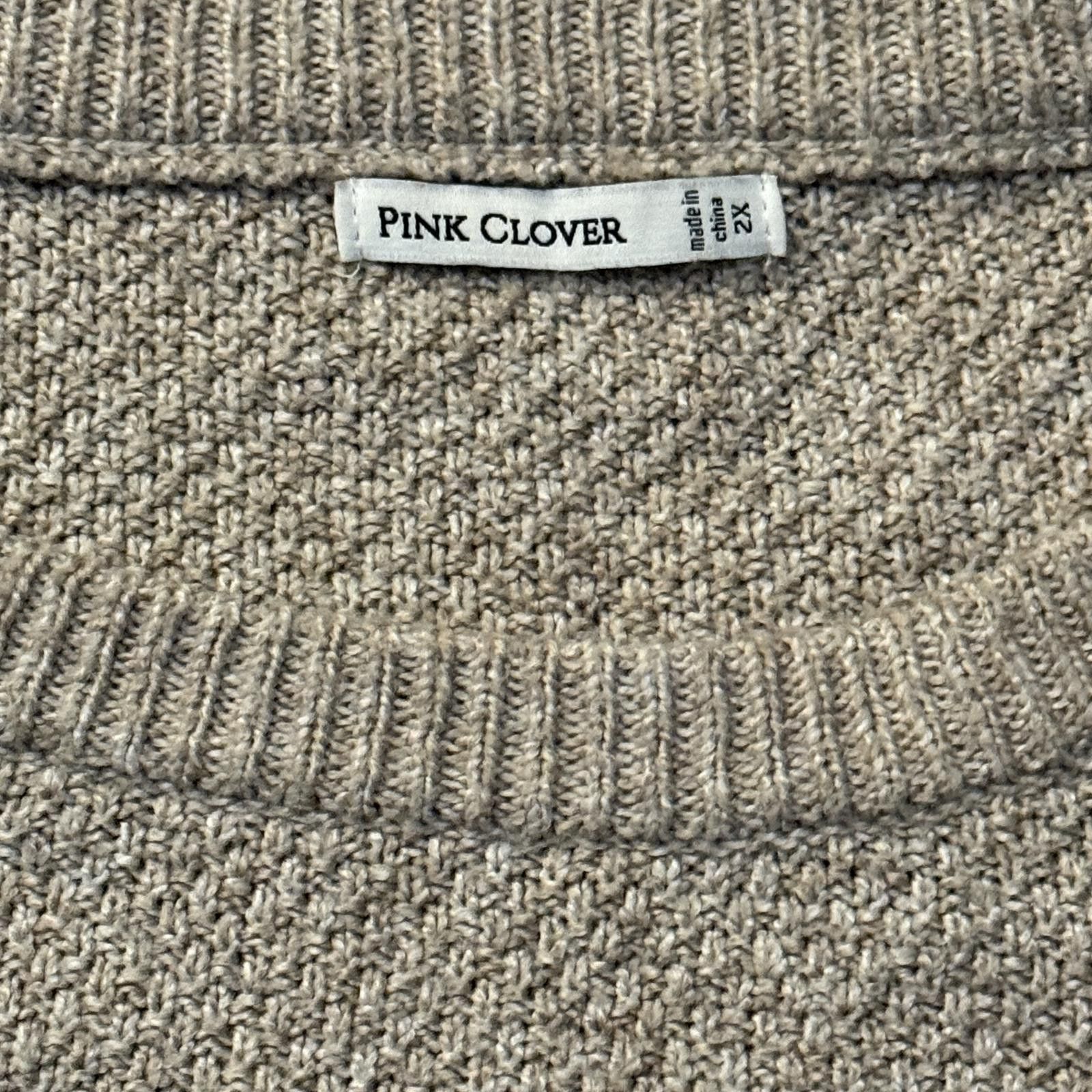 Designer Pink Clover textured crewneck sweater, oatmeal – 2X Size M / US 6-8 / IT 42-44 - 4 Thumbnail