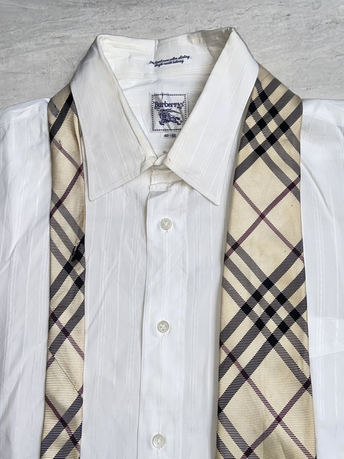 Burberry BURBERRYS White Shirt Tie Size US M / EU 48-50 / 2 - 9 Thumbnail