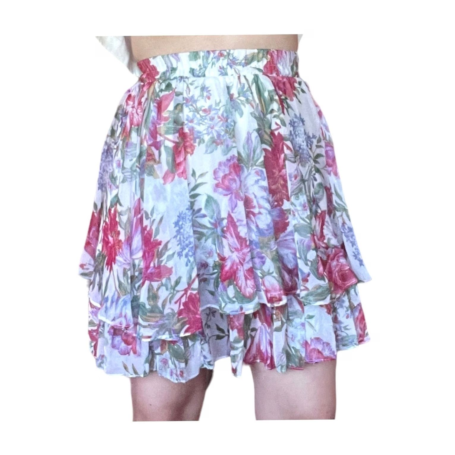 Vintage VINTAGE Floral Set: Cream Pink 70s Blazer Skirt Outfit Women's M Party/Cocktail Size 32" / US 10 / IT 46 - 7 Thumbnail