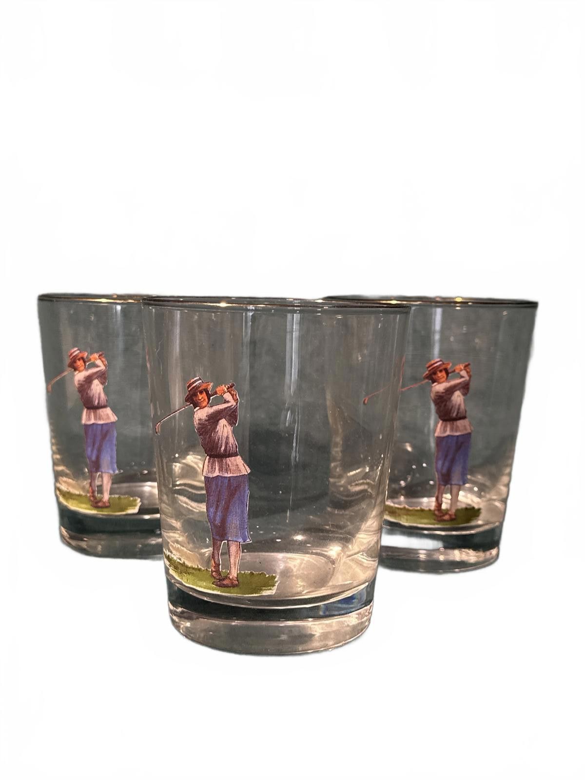 Other [3] Vintage Lady Golfer Glasses x Highball Whiskey Rare Gold Size ONE SIZE - 1 Thumbnail