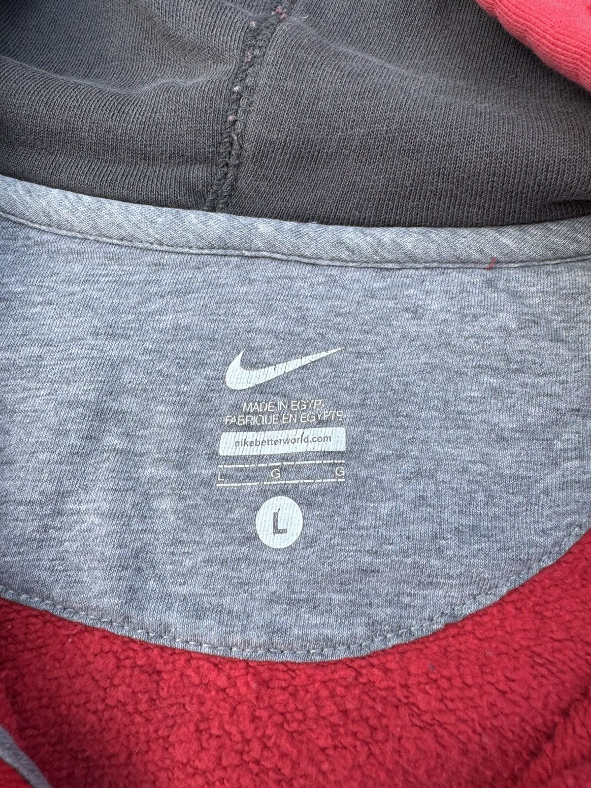 Nike Vintage Nike Swoosh Red Cotton Zip Hoodie Size US L / EU 52-54 / 3 - 7 Thumbnail
