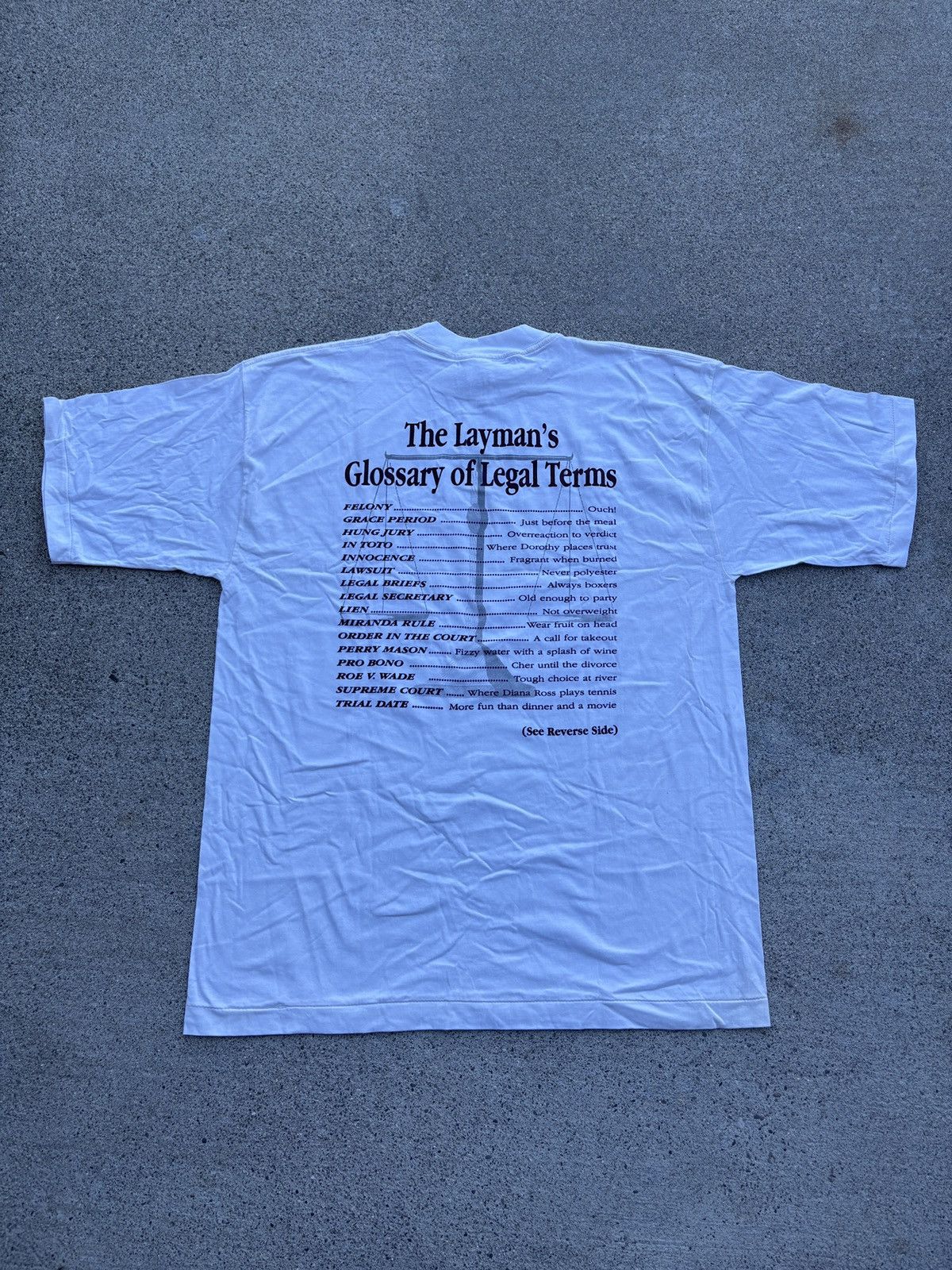 Fruit Of The Loom 1990s TUSA “The Layman’s Glossary Of Legal Terms” Tee Sz. XL Size US XL / EU 56 / 4 - 2 Thumbnail