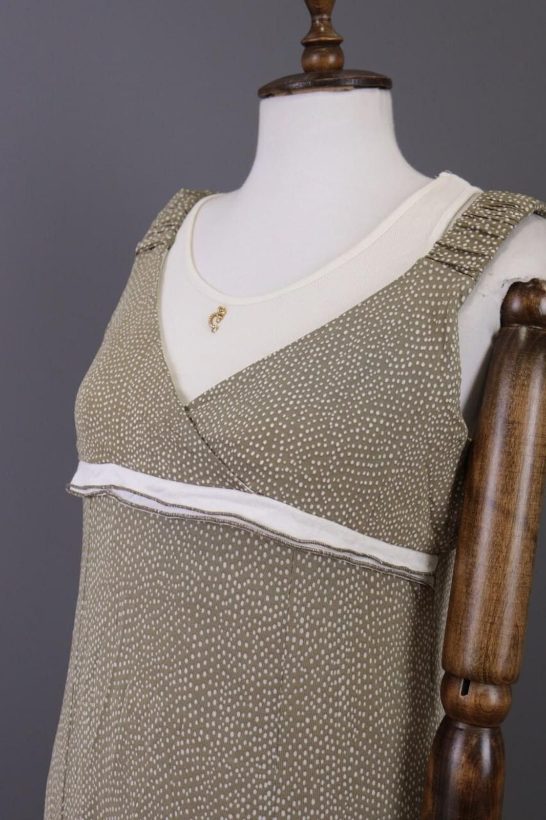 Designer Elisa Cavaletti Beige Dotted Lined Sleeveless Long Dress Size M / US 6-8 / IT 42-44 - 9 Thumbnail