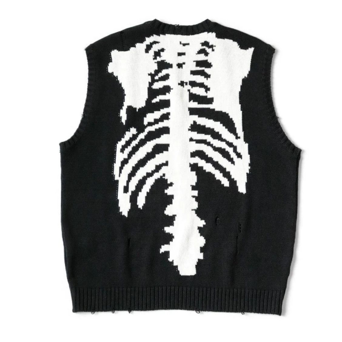 image of Kapital 5G Bone Knit Sweater Vest in Black, Men's (Size XL)