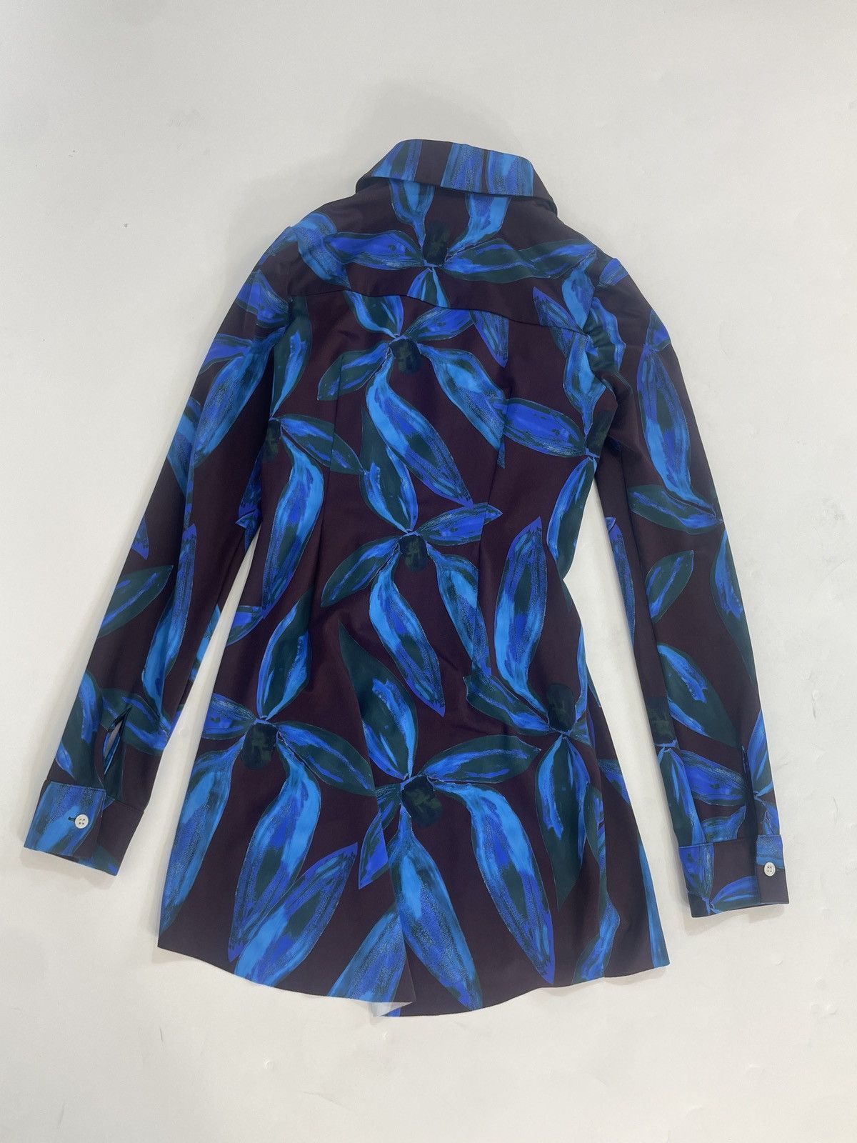 Louisa Ballou Black & Blue Button Down Shirt Dress - Blue Orchid Size M / US 6-8 / IT 42-44 - 2 Thumbnail