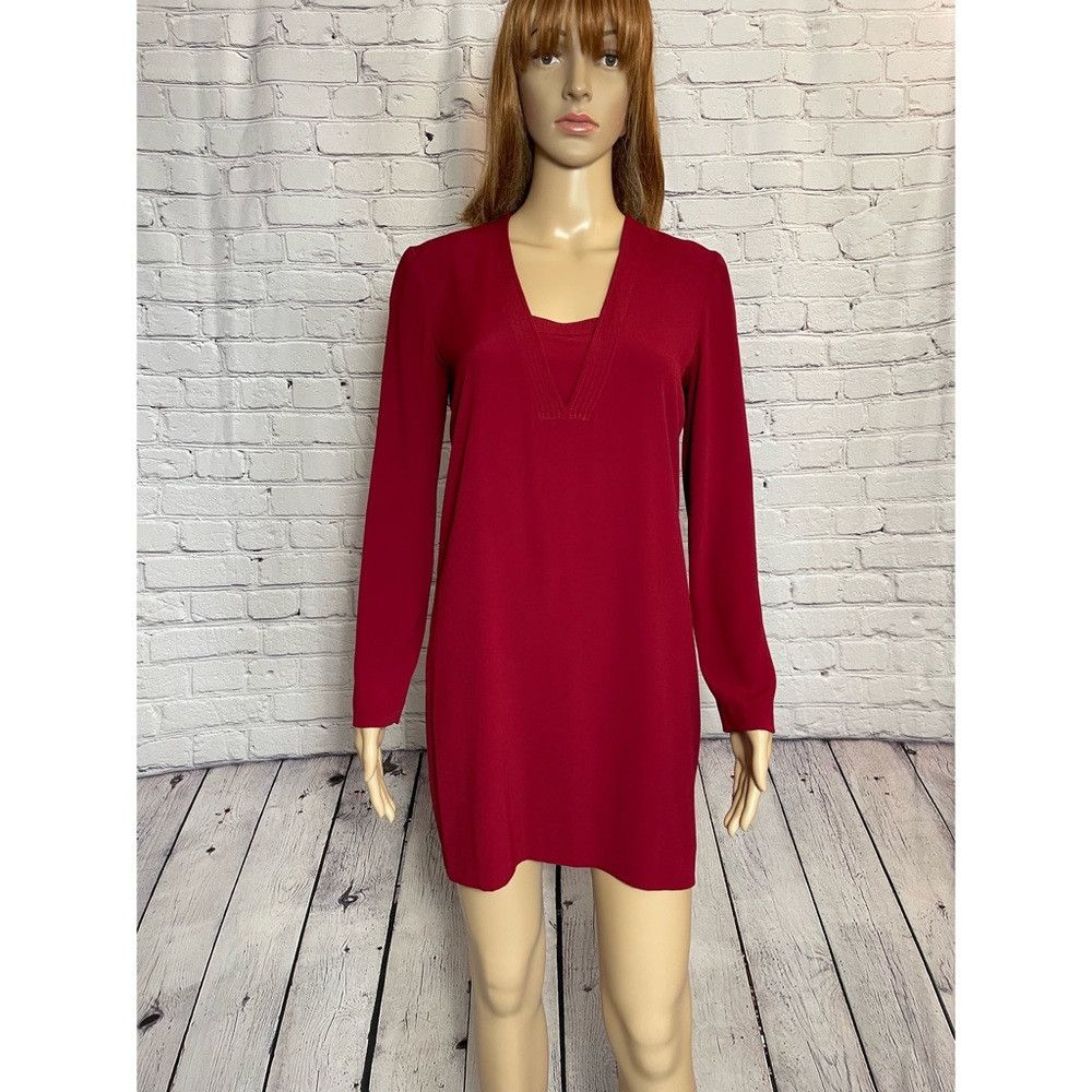 Sandro NWT New $325 Sandro Burgundy Viscose Long Sleeve Dress Size Size S / US 4 / IT 40 - 1 Thumbnail