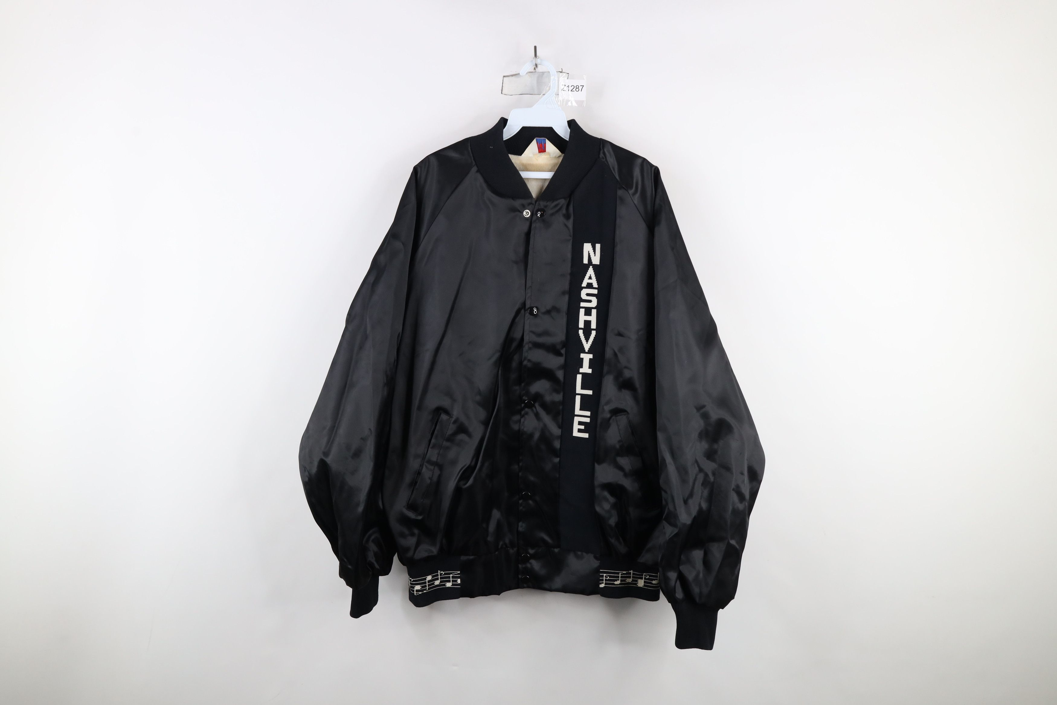 Vintage Vintage 80s 90s Nashville Satin Bomber Jacket Black USA Size US XXL / EU 58 / 5 - 1 Thumbnail