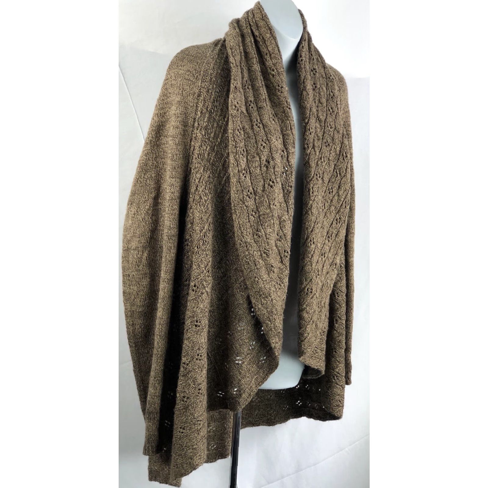 Vintage VINTAGE Karen Scott Cardigan Sweater L Brown Open Front Raglan Sleeve Collared Neckline Boho Grunge Hippie 90s Womens Knits Acrylic Knit Size L / US 10 / IT 46 - 2 Thumbnail