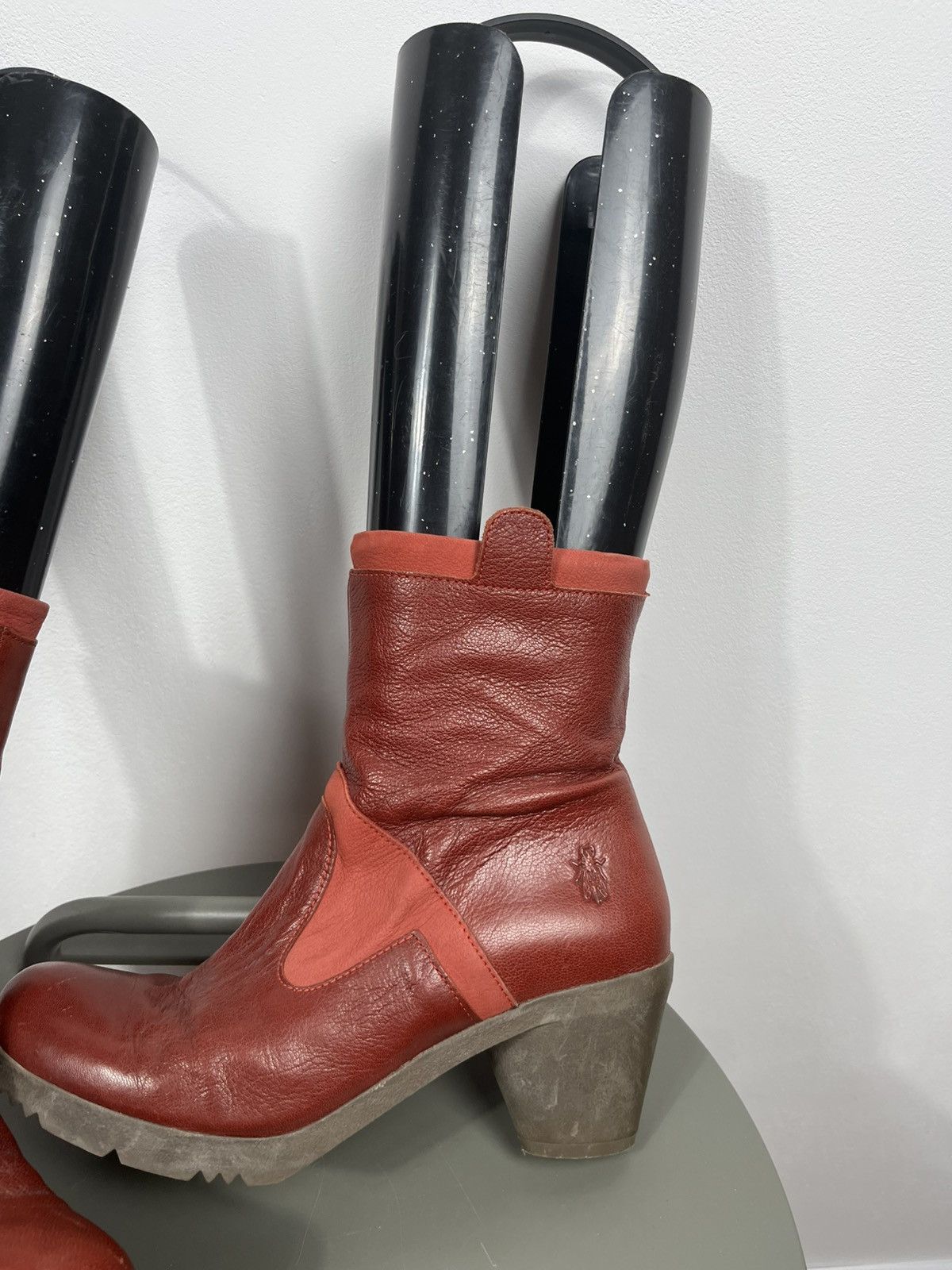 Fly London Fly London Womens Red Leather Mid Calf Heeled Boots EU 39 Size US 8 / IT 38 - 2 Thumbnail