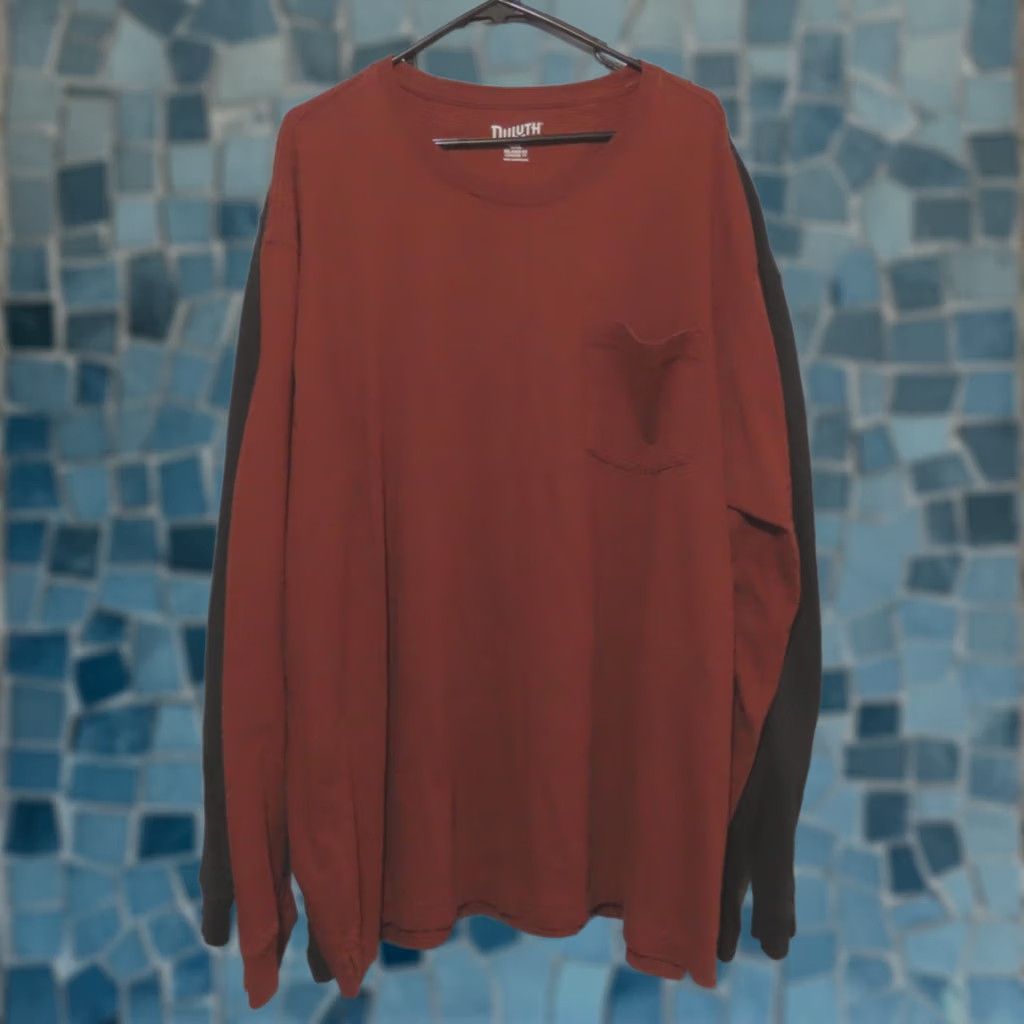 Vintage Duluth Men's 2XL Relaxed Fit Longtail T T-Shirt Long Sleeve Crew Neck Maroon & Black Lot of 2 Size US XXL / EU 58 / 5 - 1 Thumbnail