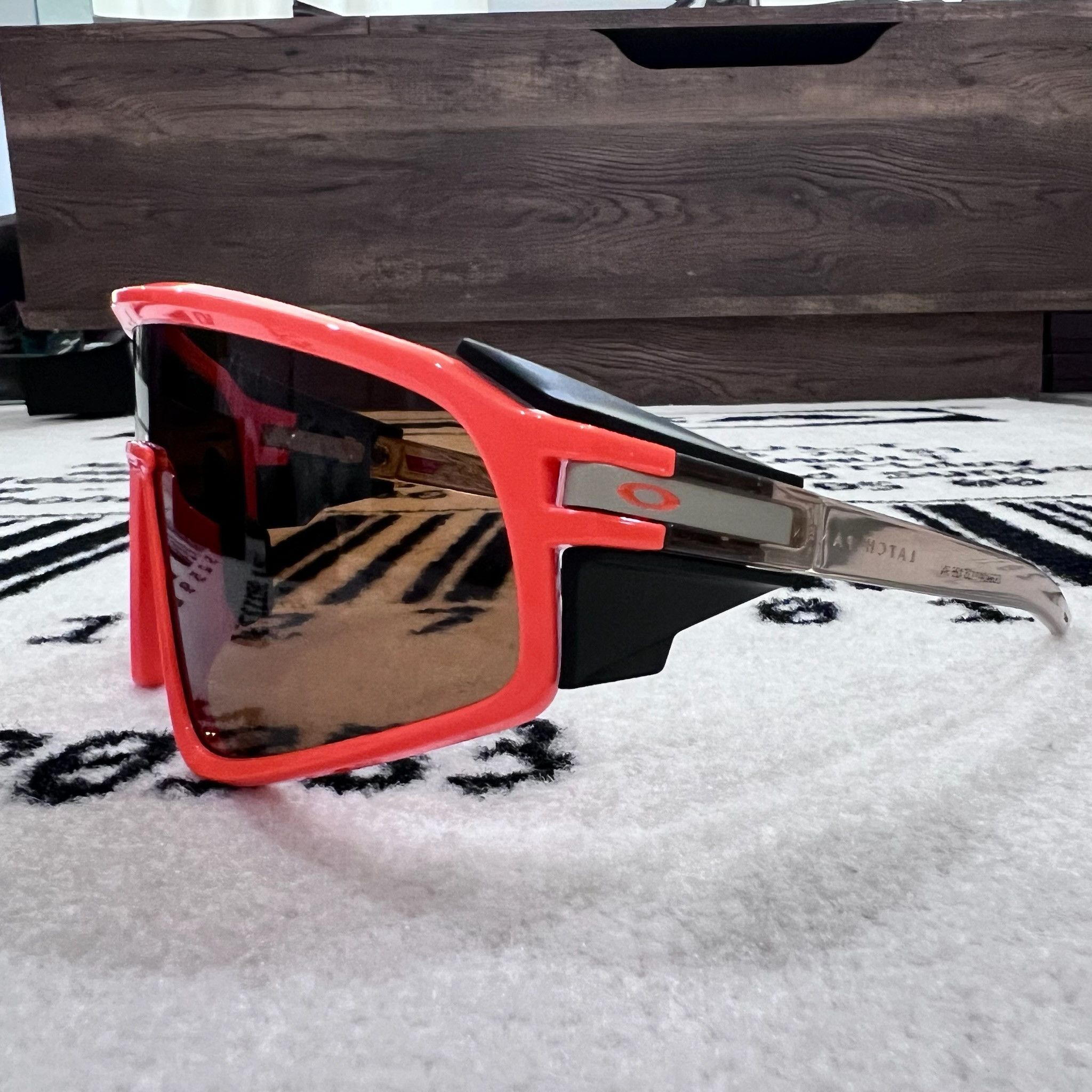 Oakley Oakley Latch Panel Mask Neon Orange Sunglasses Size ONE SIZE - 4 Thumbnail