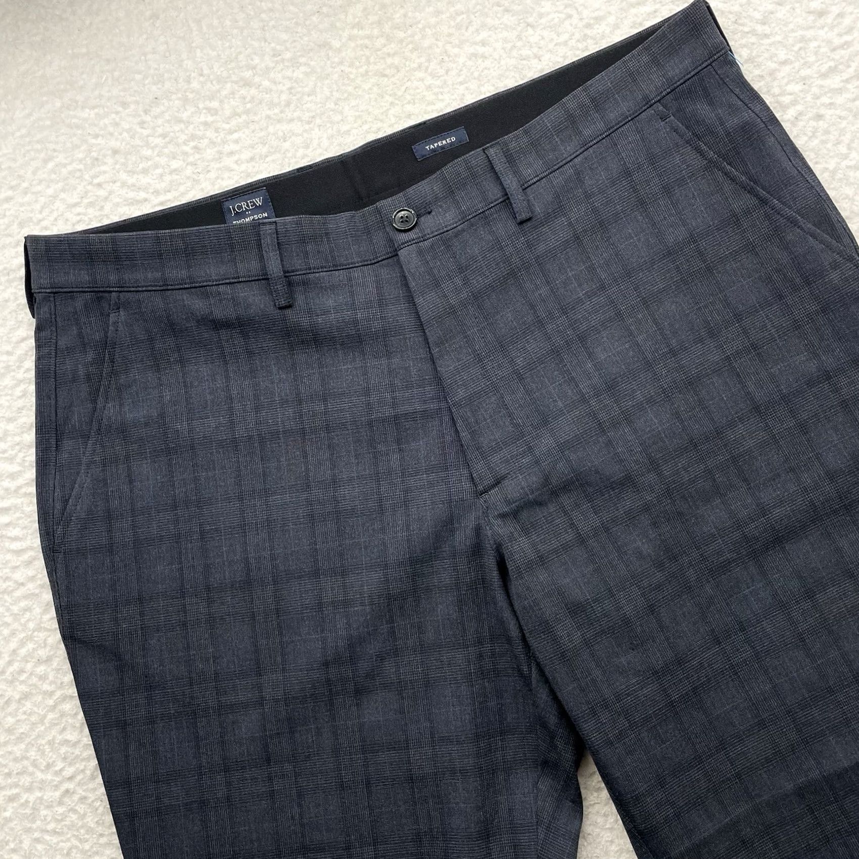 J.Crew J.CREW Thompson Pants Mens 38x27 Gray Glenn Plaid Tapered Hemmed Dress Pants Regular Front Flat Front 7- pockets Mix Size US 38 / EU 54 - 2 Thumbnail