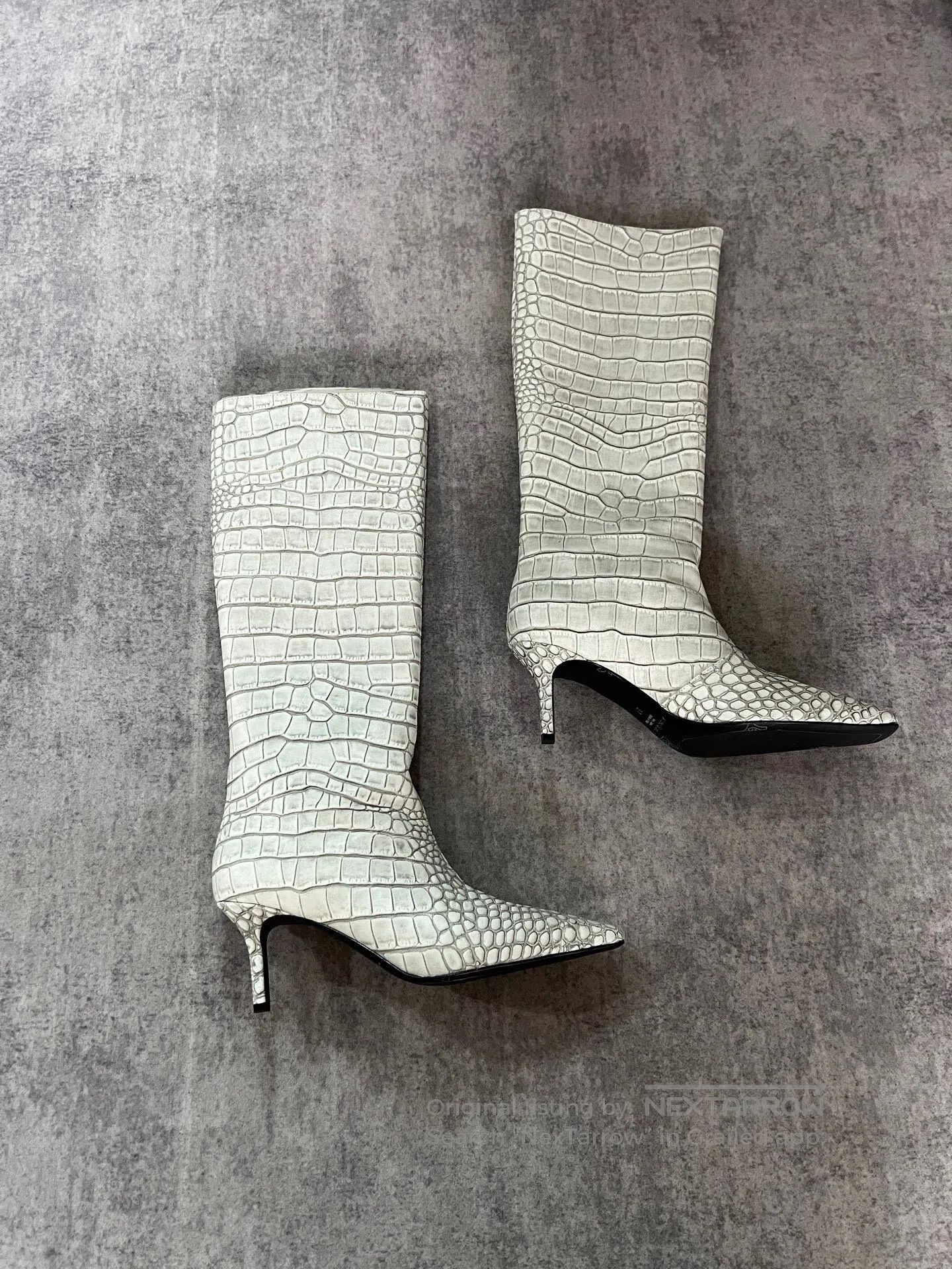 Acne Studios Acne Studios Crocodile-Embossed Tall Boots| Size US 6.5 / IT 36.5 - 1 Thumbnail
