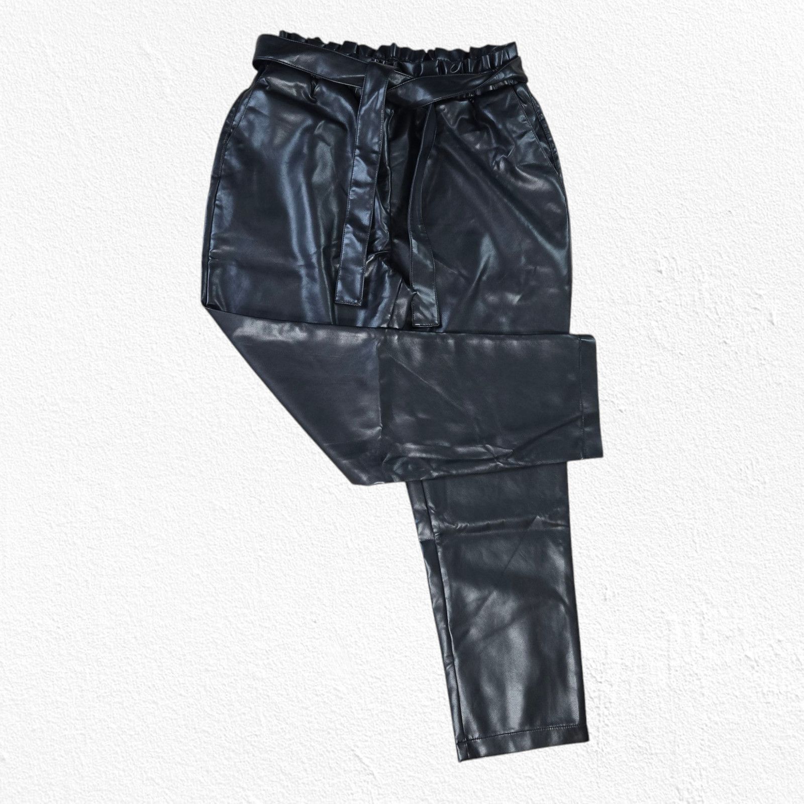 Other Black Faux Leather High Rise Straight Pants Size Medium Size 30" / US 8 / IT 44 - 2 Thumbnail