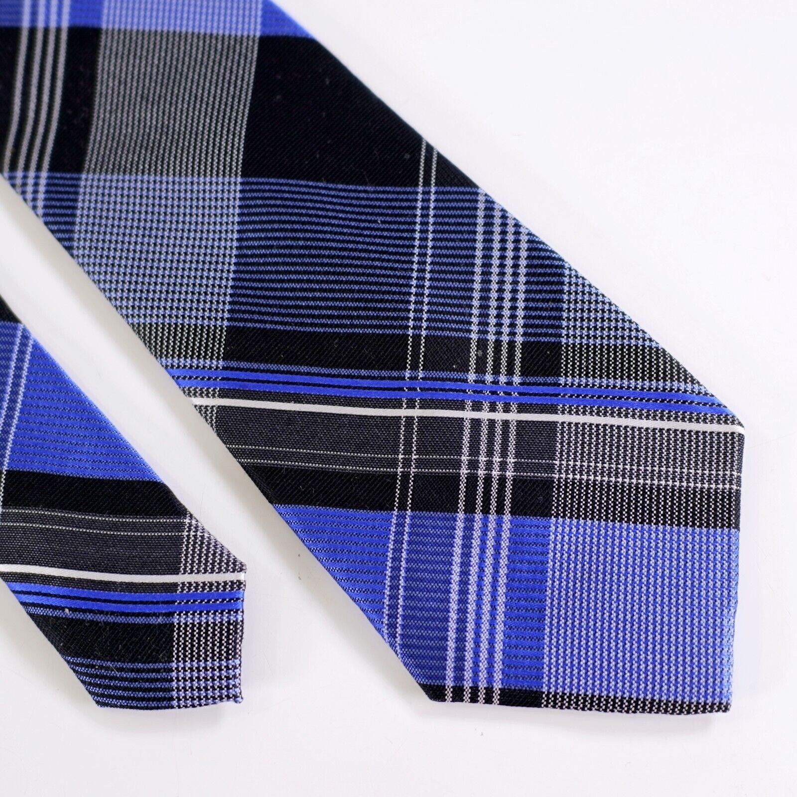 Michael Kors Michael Kors Blue Black Plaid Woven Silk Tie Size ONE SIZE - 1 Thumbnail