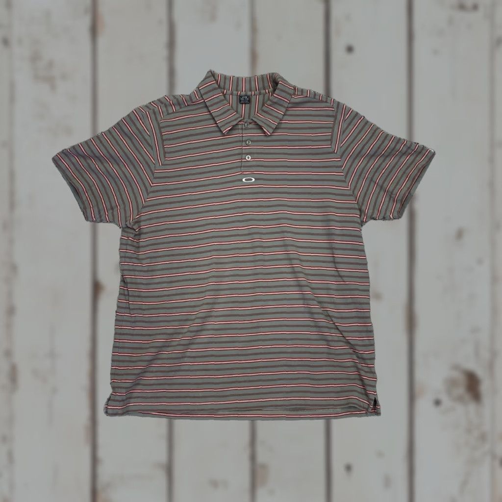 Oakley VINTAGE Oakley Polo Shirt Center Logo Y2K Drill 2XL Red Grey Mens Polo Shirt, Logo, 90s, All Seasons, Golf, Skateboarding, Walking Size US XXL / EU 58 / 5 - 1 Thumbnail