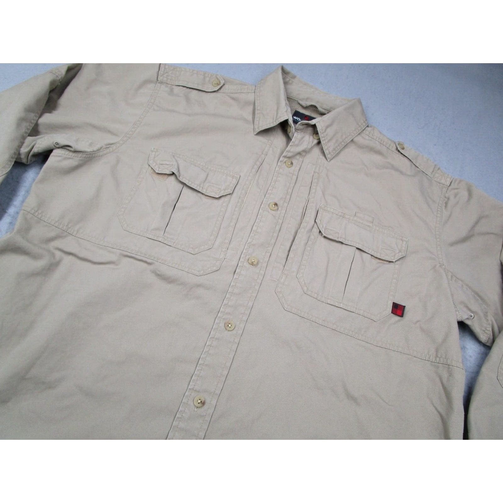 Vintage Woolrich Elite Series Men's XL Beige Twill Button-Up Safari Shirt Long Sleeve Casual Outdoor Size US XL / EU 56 / 4 - 2 Thumbnail